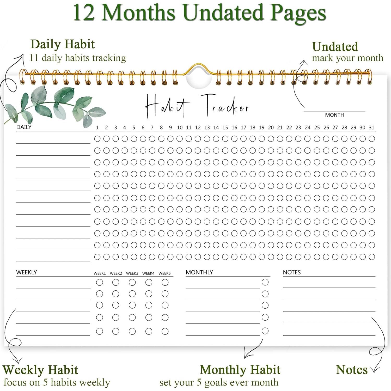 Calendario de Seguimiento de Hábitos PIOOJK 29.7x21.6 cm