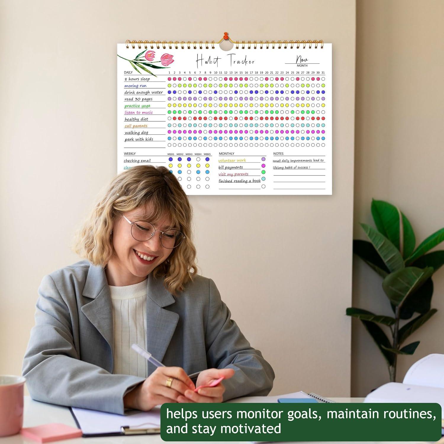 Calendario de Seguimiento de Hábitos PIOOJK 29.7x21.6 cm