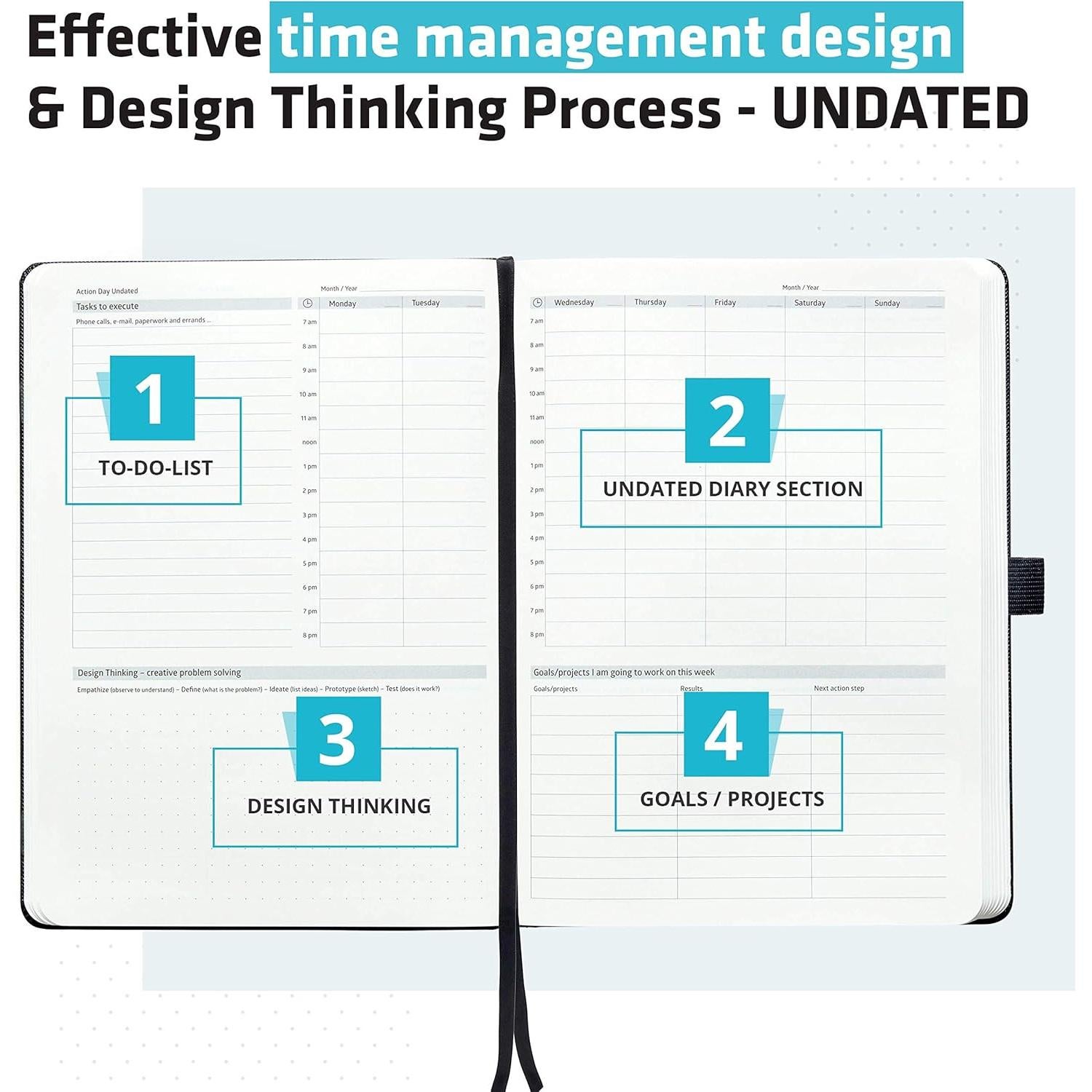 Planificador Académico Sin Fecha Action Day 15.24x20.32 cm Turquesa