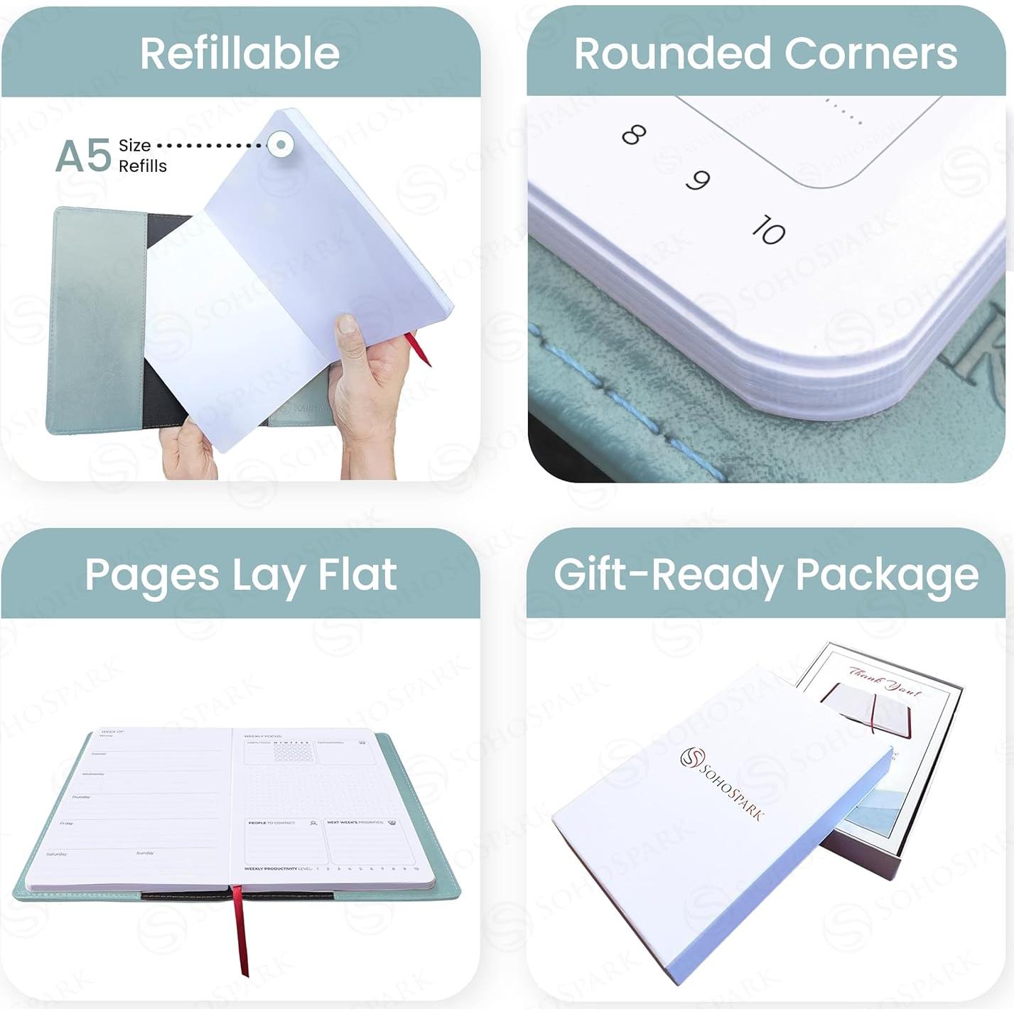 Planificador Semanal y Mensual SohoSpark 18 Meses Azul 15.24x22.10 cm