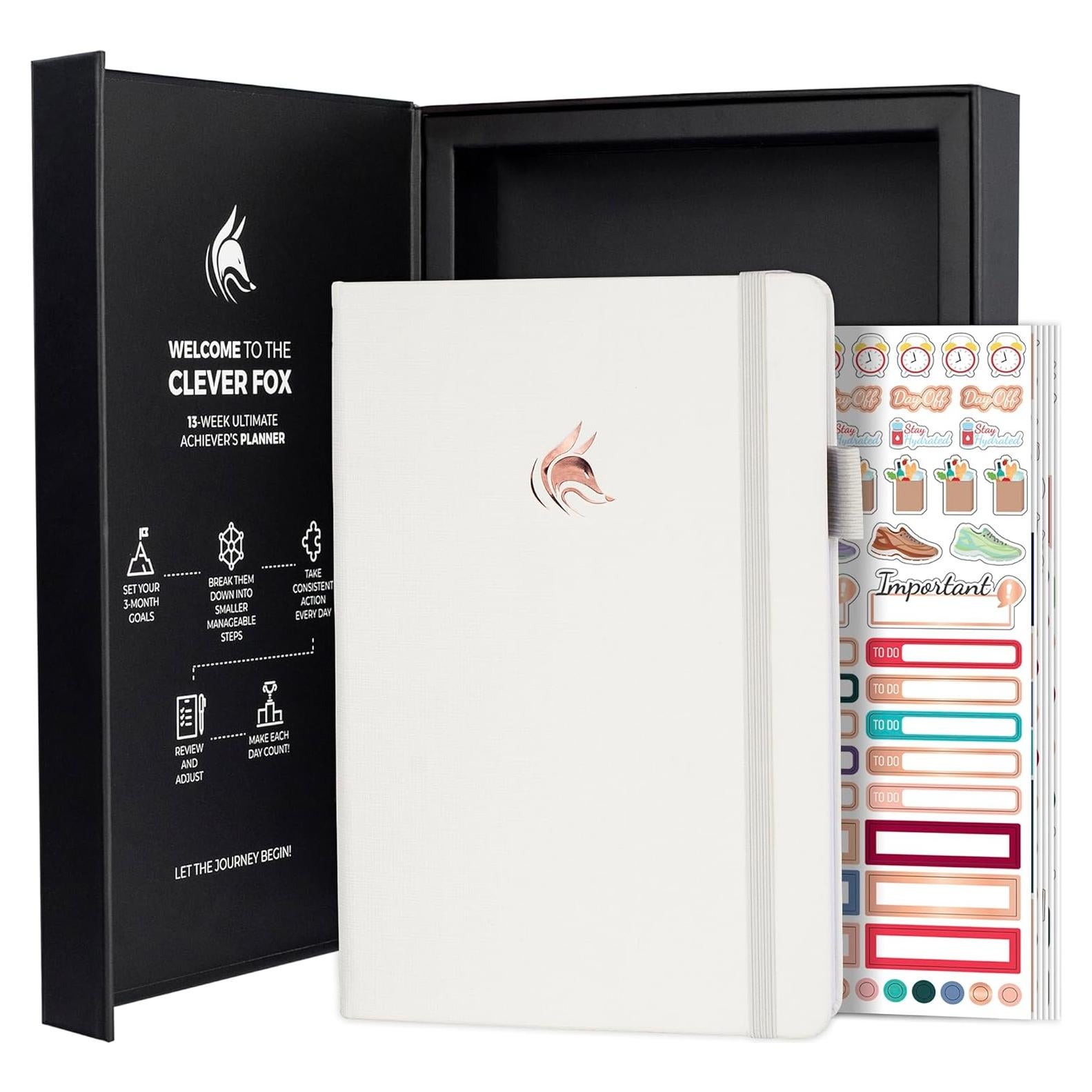 Planificador de Metas Clever Fox A5 90 Días Tapa Dura Blanco