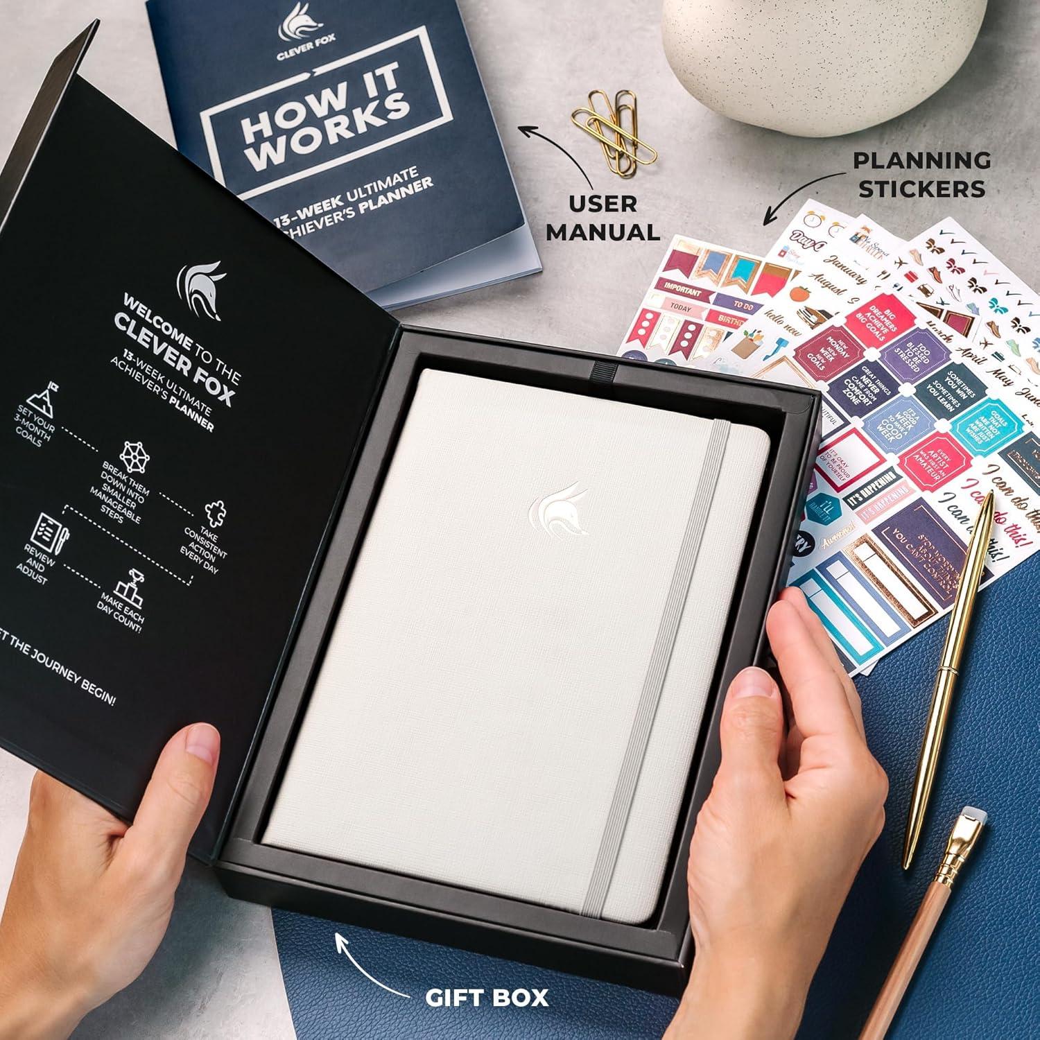 Planificador de Metas Clever Fox A5 90 Días Tapa Dura Blanco