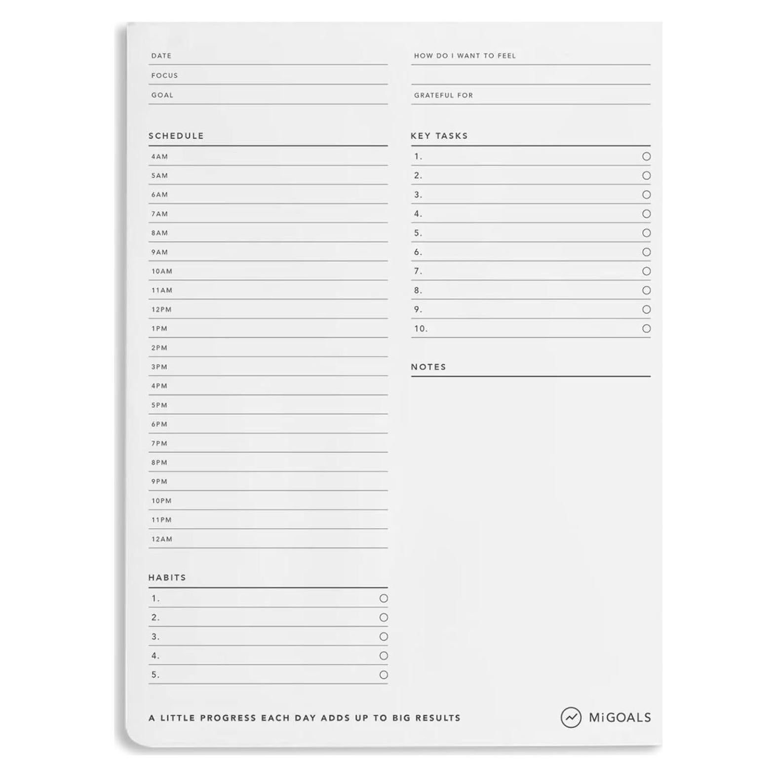 Bloc de Notas Horario Sin Fecha MiGoals B5 50 Páginas Blanco