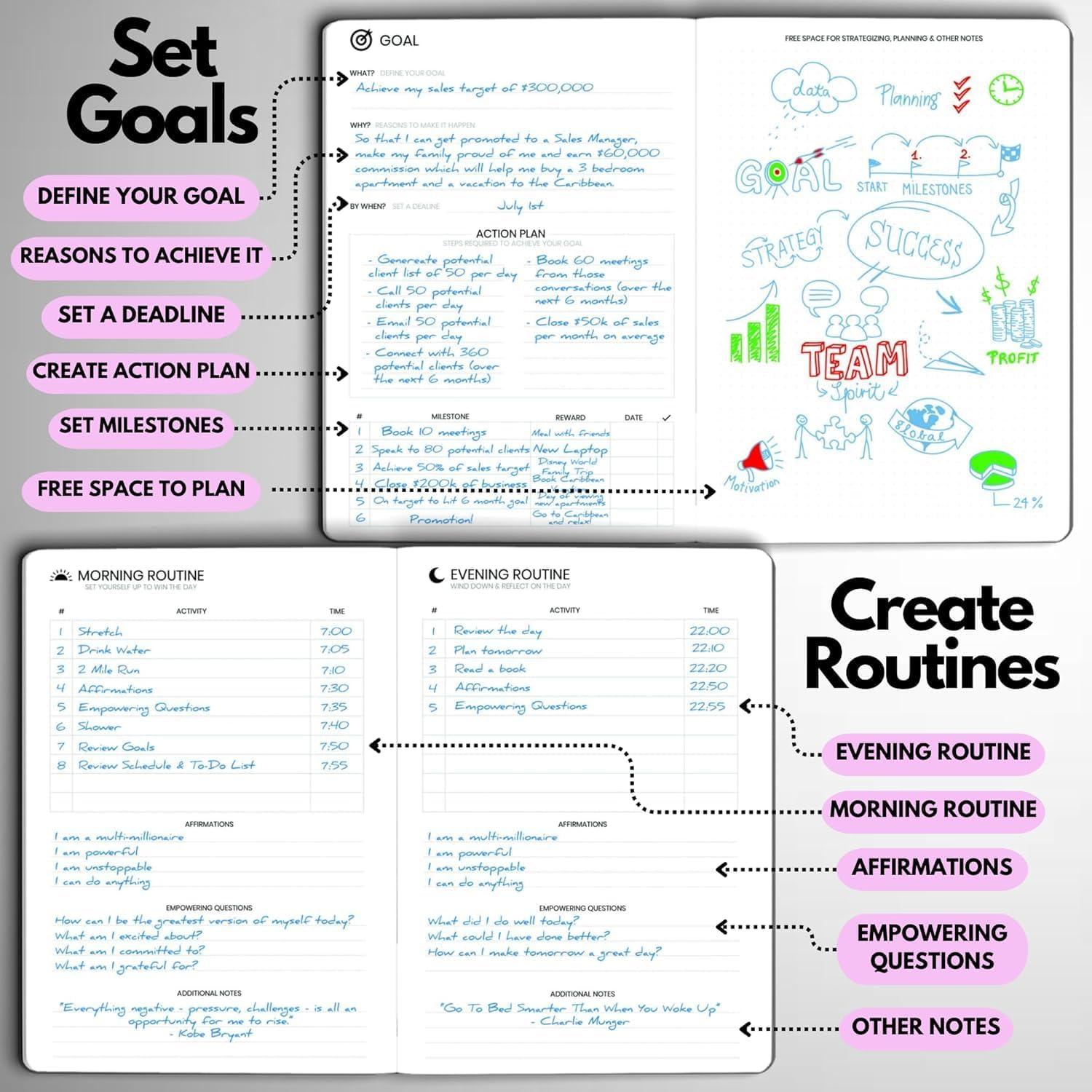 Planificador Diario No Datado A5 Wyze - 3 Meses Productividad Lila