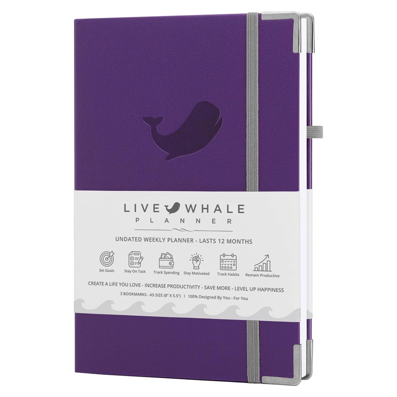 Planificador Semanal Sin Fecha Live Whale A5 Púrpura 12 Meses