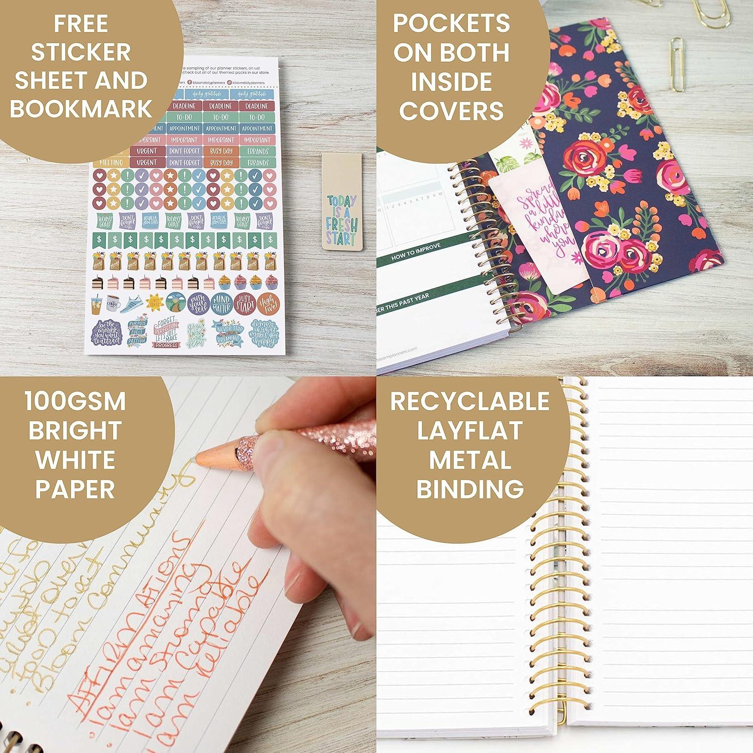 bloom daily planners UNDATED Weekly & Monthly Calendar Planner - Start Anytime To Do List Notebook - Flexible Cover, Task Organizer for Productivity (5.5” x 8.25”) January to December Agenda - Be Kind