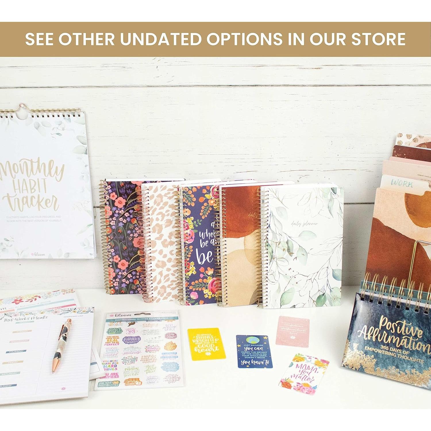 bloom daily planners UNDATED Weekly & Monthly Calendar Planner - Start Anytime To Do List Notebook - Flexible Cover, Task Organizer for Productivity (5.5” x 8.25”) January to December Agenda - Be Kind