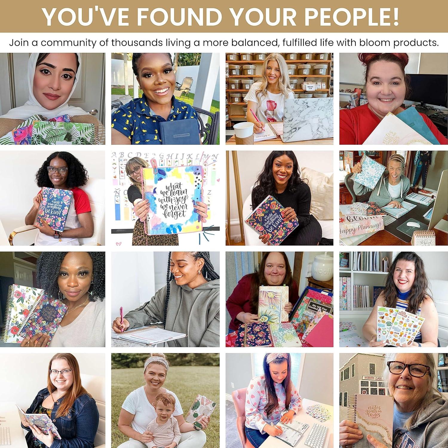 bloom daily planners UNDATED Weekly & Monthly Calendar Planner - Start Anytime To Do List Notebook - Flexible Cover, Task Organizer for Productivity (5.5” x 8.25”) January to December Agenda - Be Kind