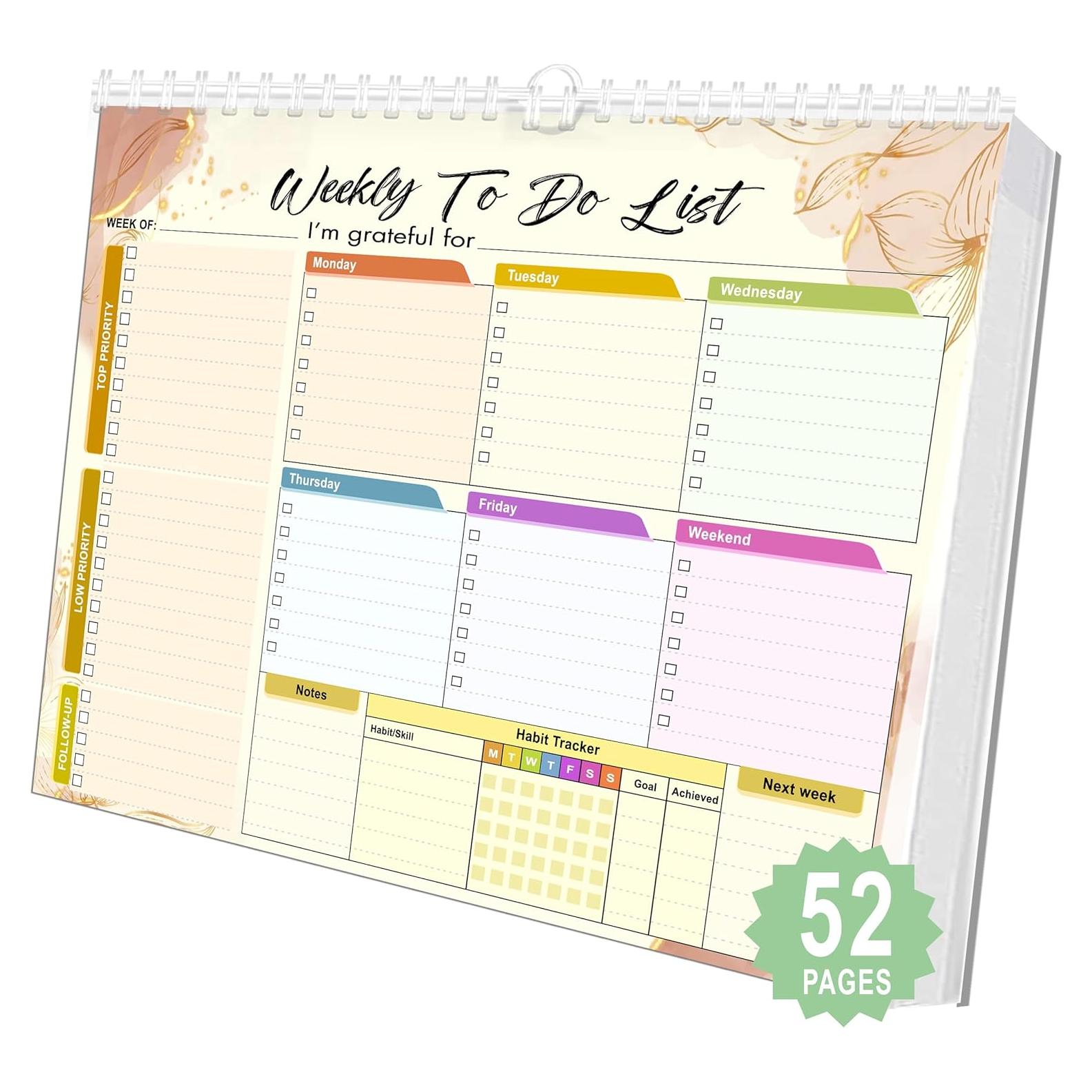 Pad de Lista de Tareas Semanal HomieX 21.6x27.9 cm Amarillo