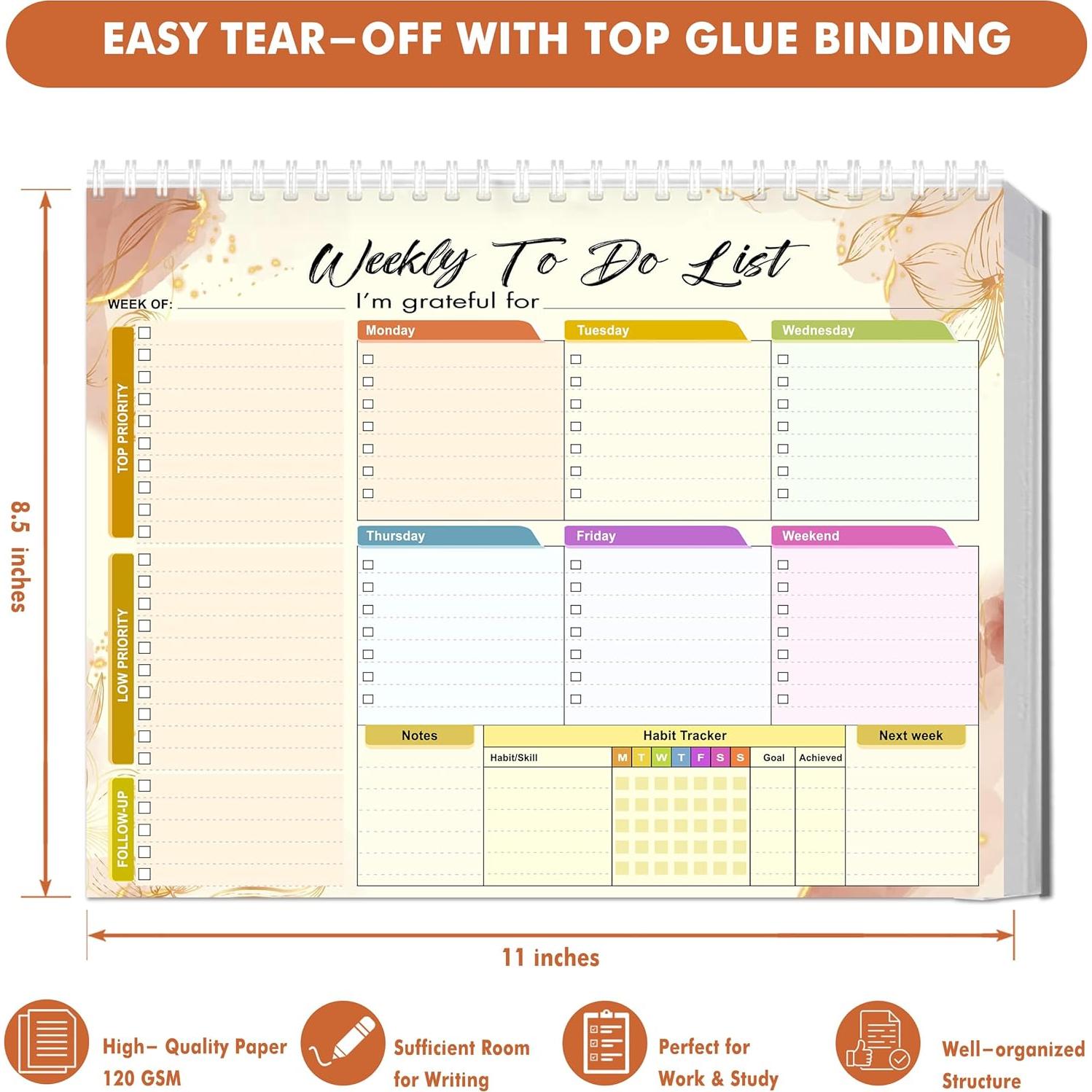 Pad de Lista de Tareas Semanal HomieX 21.6x27.9 cm Amarillo