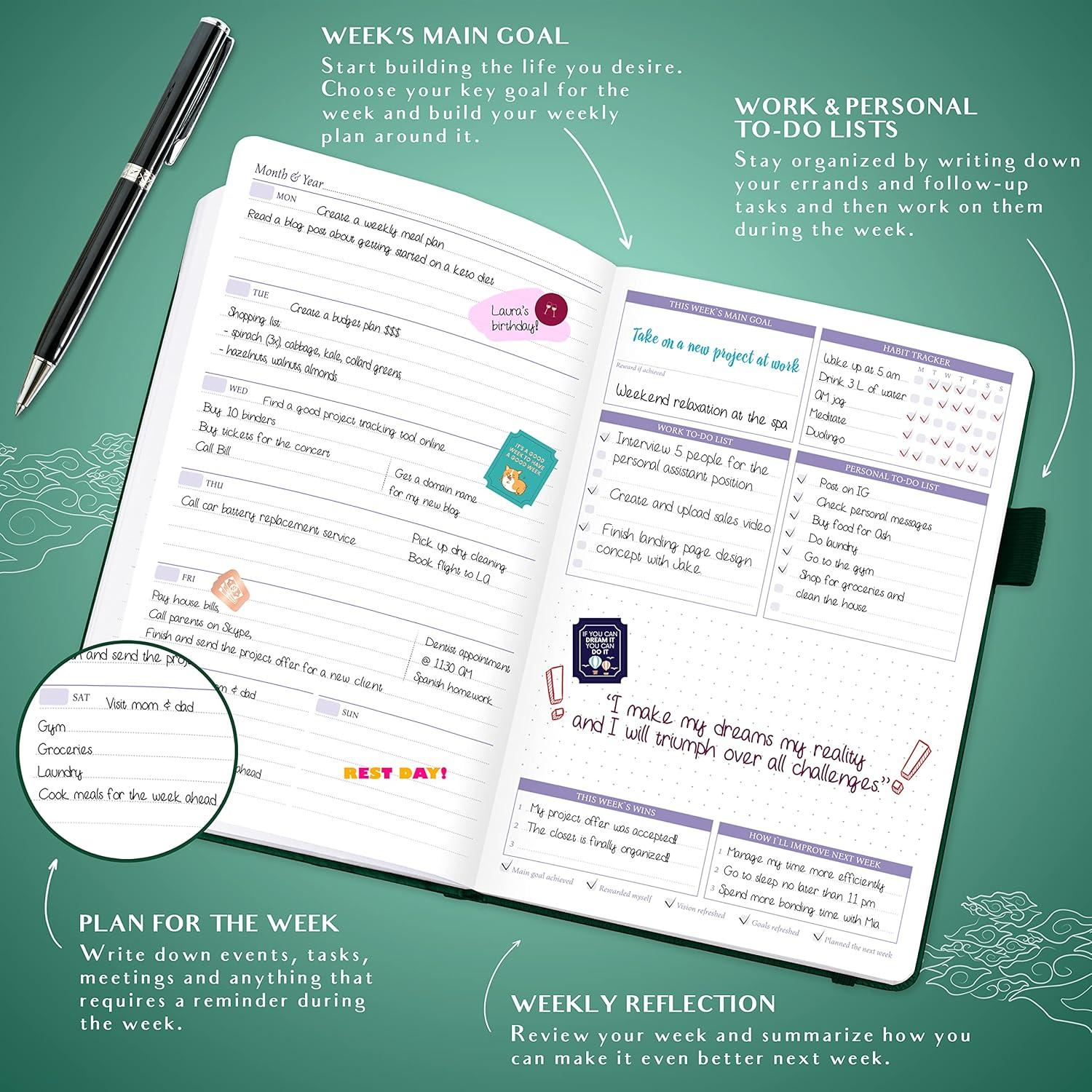 Planificador Semanal No Fechado Legend A5 Verde Oscuro