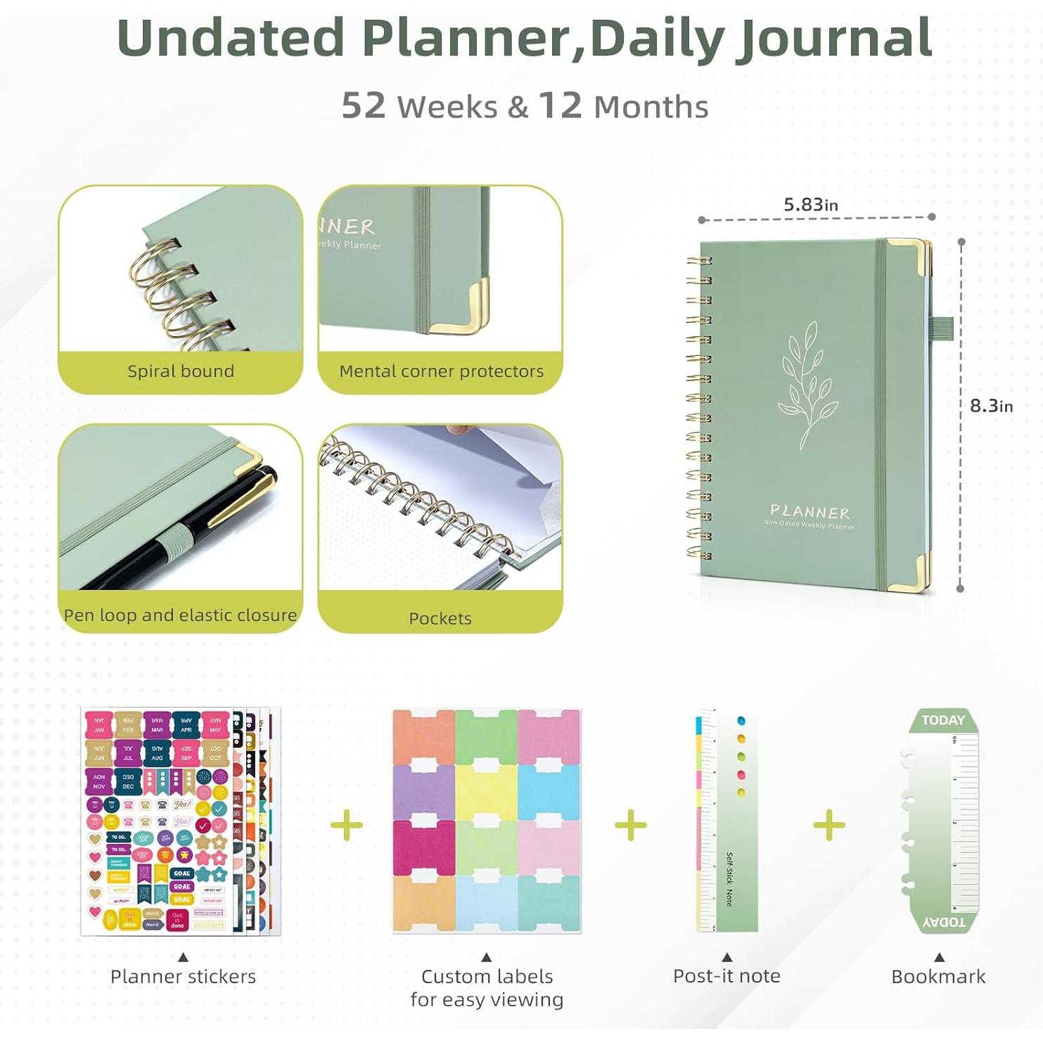 Planificador Semanal y Mensual Ospelelf Tapa Dura Verde