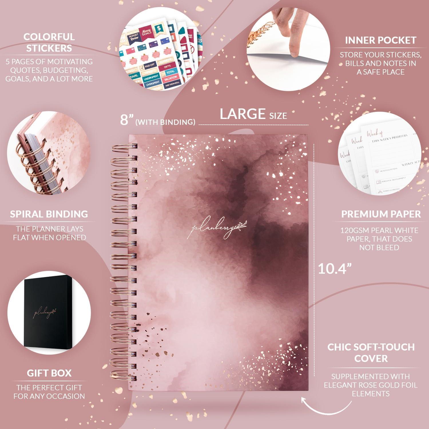 Planificador Semanal Grande PLANBERRY Oro Rosa 20.3x26.4 cm