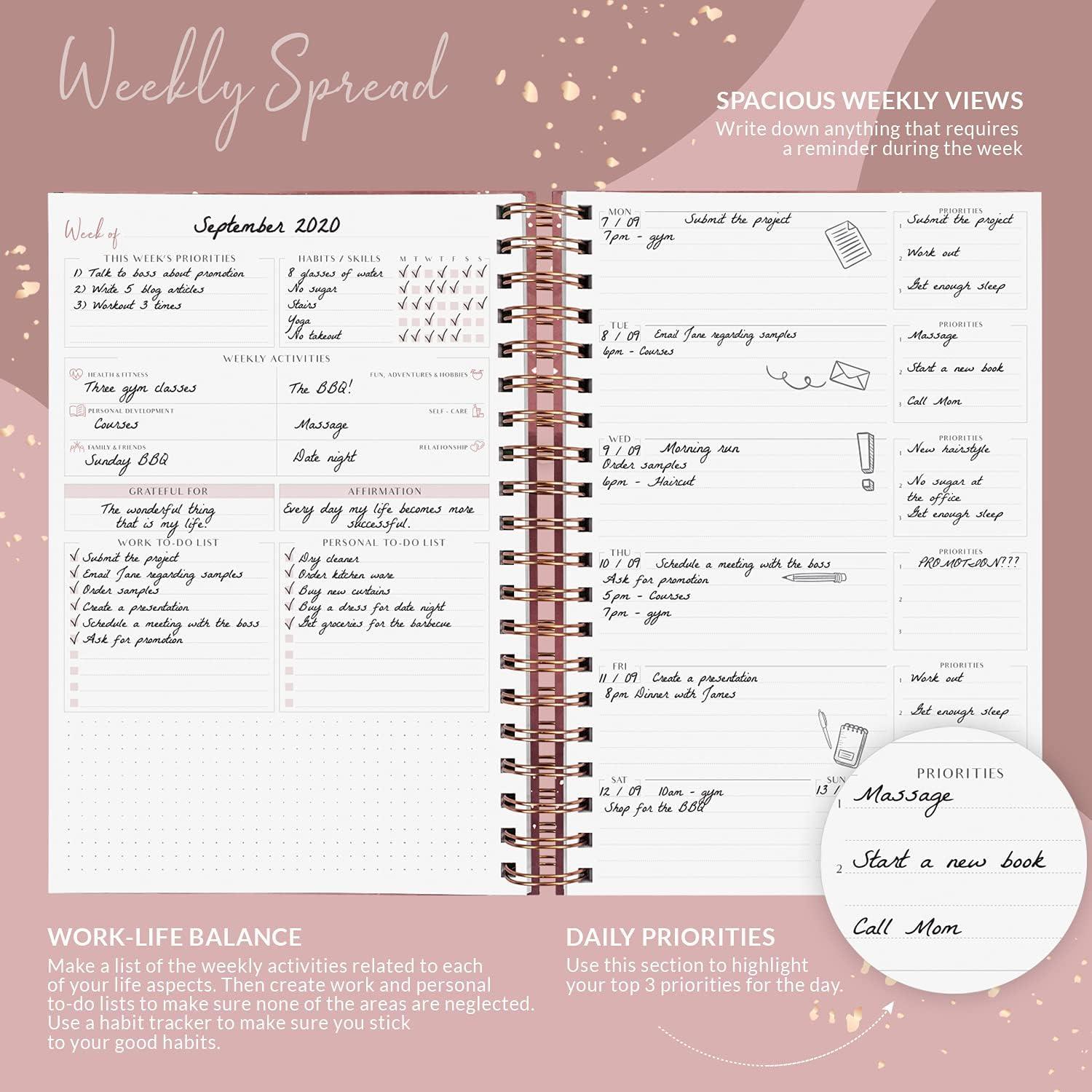 Planificador Semanal Grande PLANBERRY Oro Rosa 20.3x26.4 cm