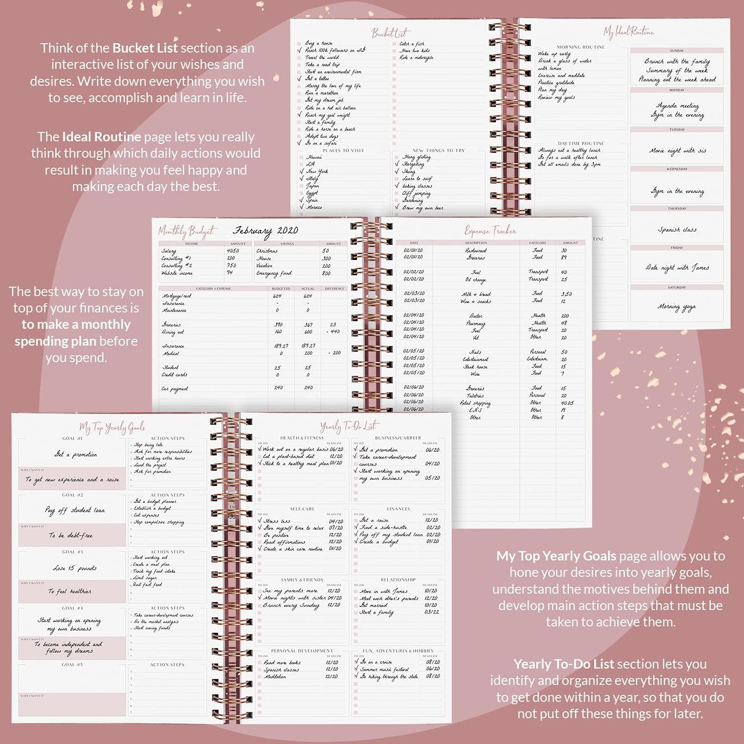 Planificador Semanal Grande PLANBERRY Oro Rosa 20.3x26.4 cm