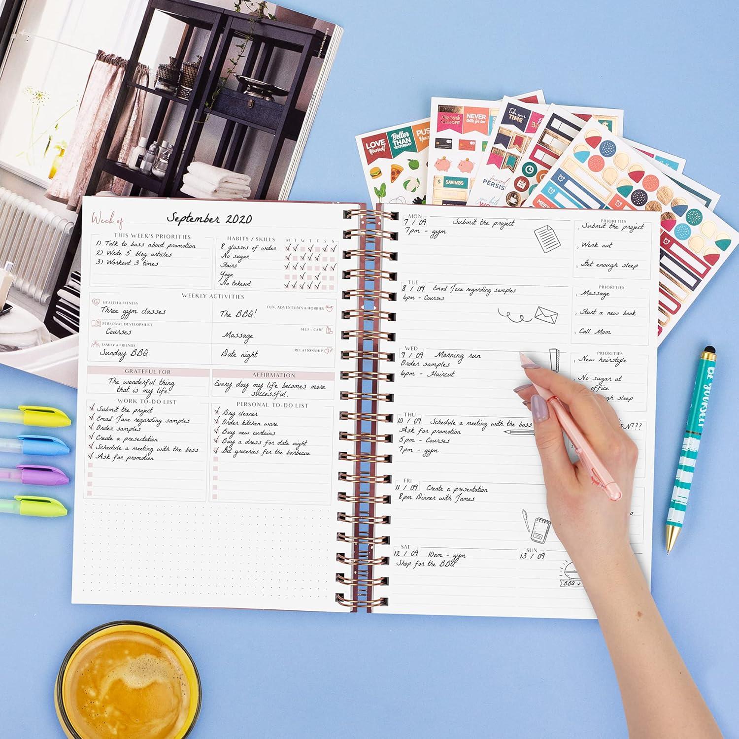 Planificador Semanal Grande PLANBERRY Oro Rosa 20.3x26.4 cm