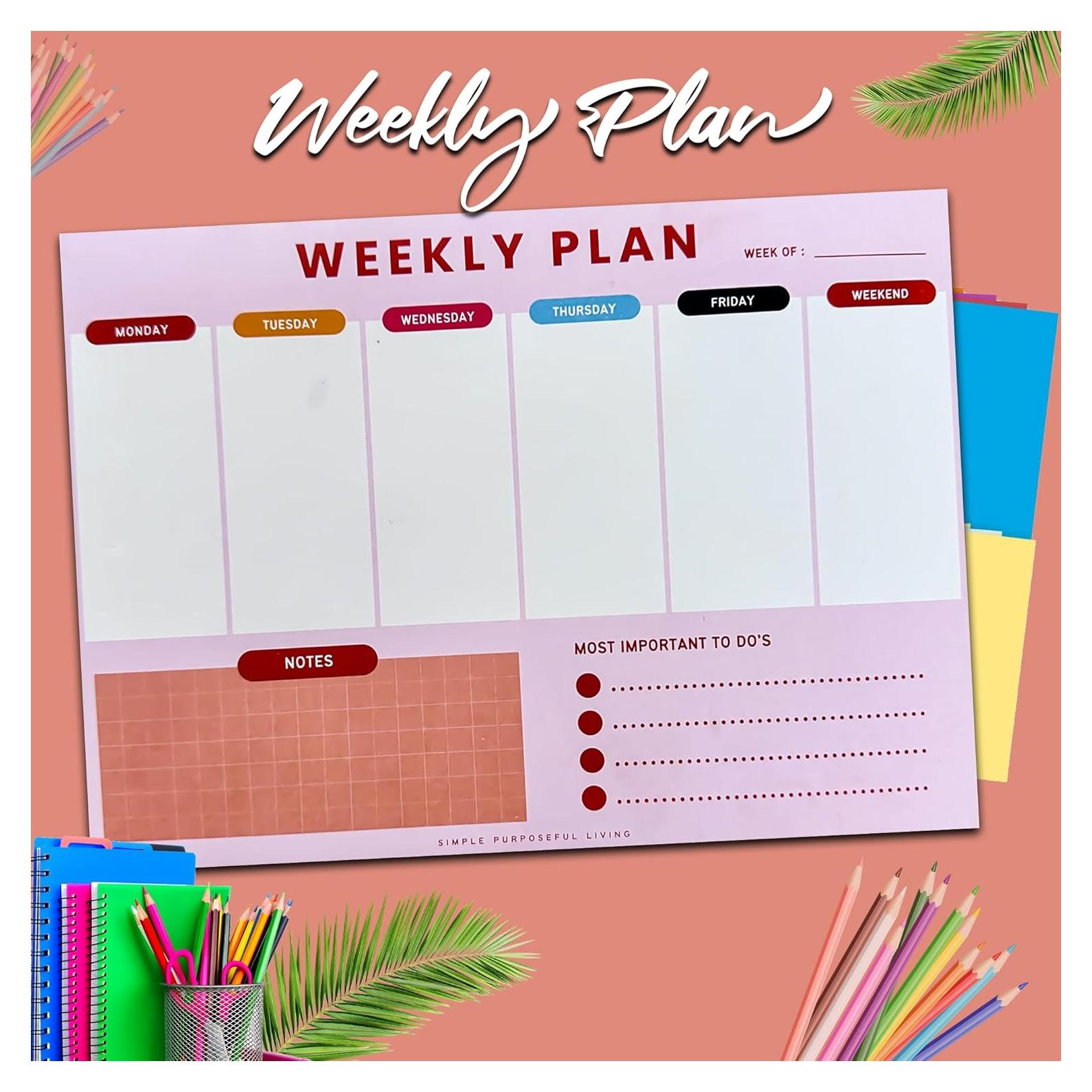 Bloc de Notas Semanal Simple Purposeful Living 50 Hojas 16.5x22.8cm