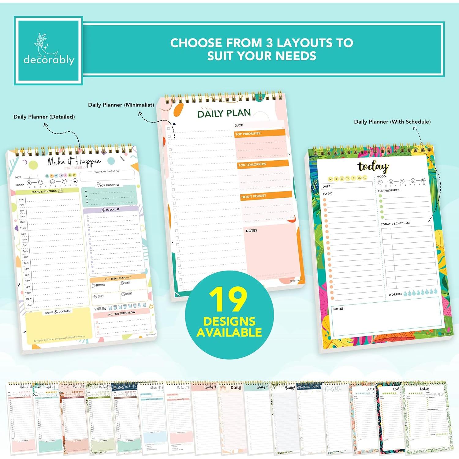 Bloc de Notas Diario Decorably 52 Hojas Colorido Pastel 16.5x25.4cm