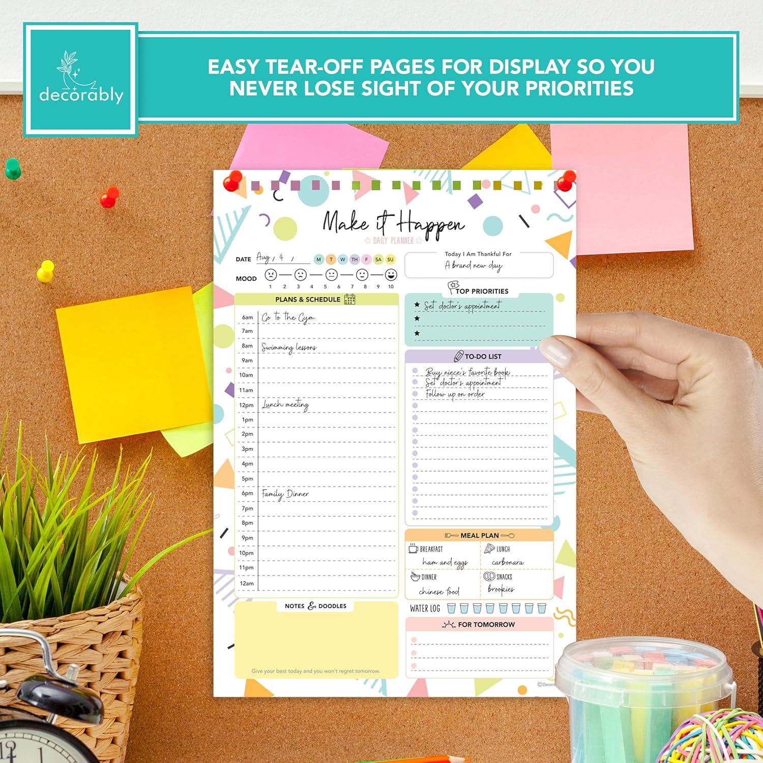 Bloc de Notas Diario Decorably 52 Hojas Colorido Pastel 16.5x25.4cm