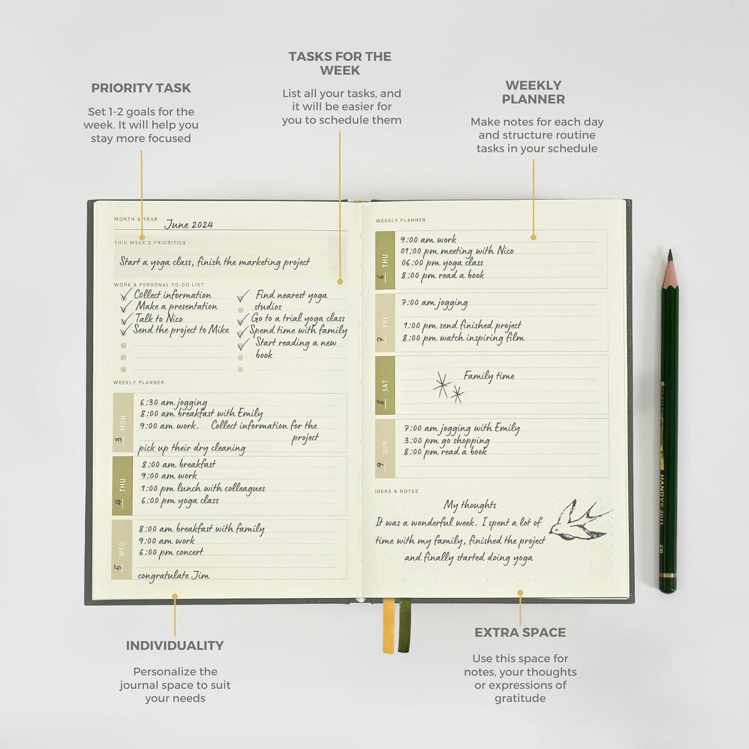 Planificador Diario A5 Alma Store Verde - No Datado 12 Meses