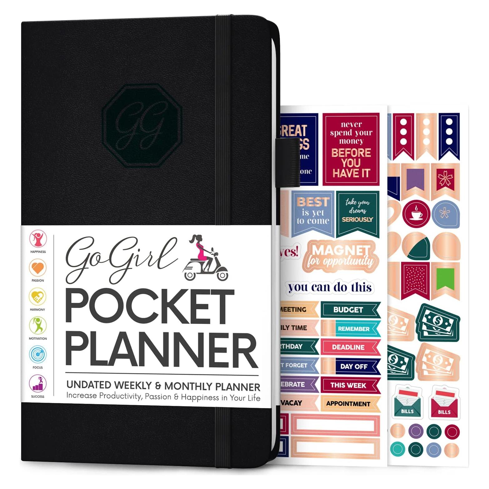 Planificador Semanal de Bolsillo GoGirl - Agenda Sin Fecha Negro