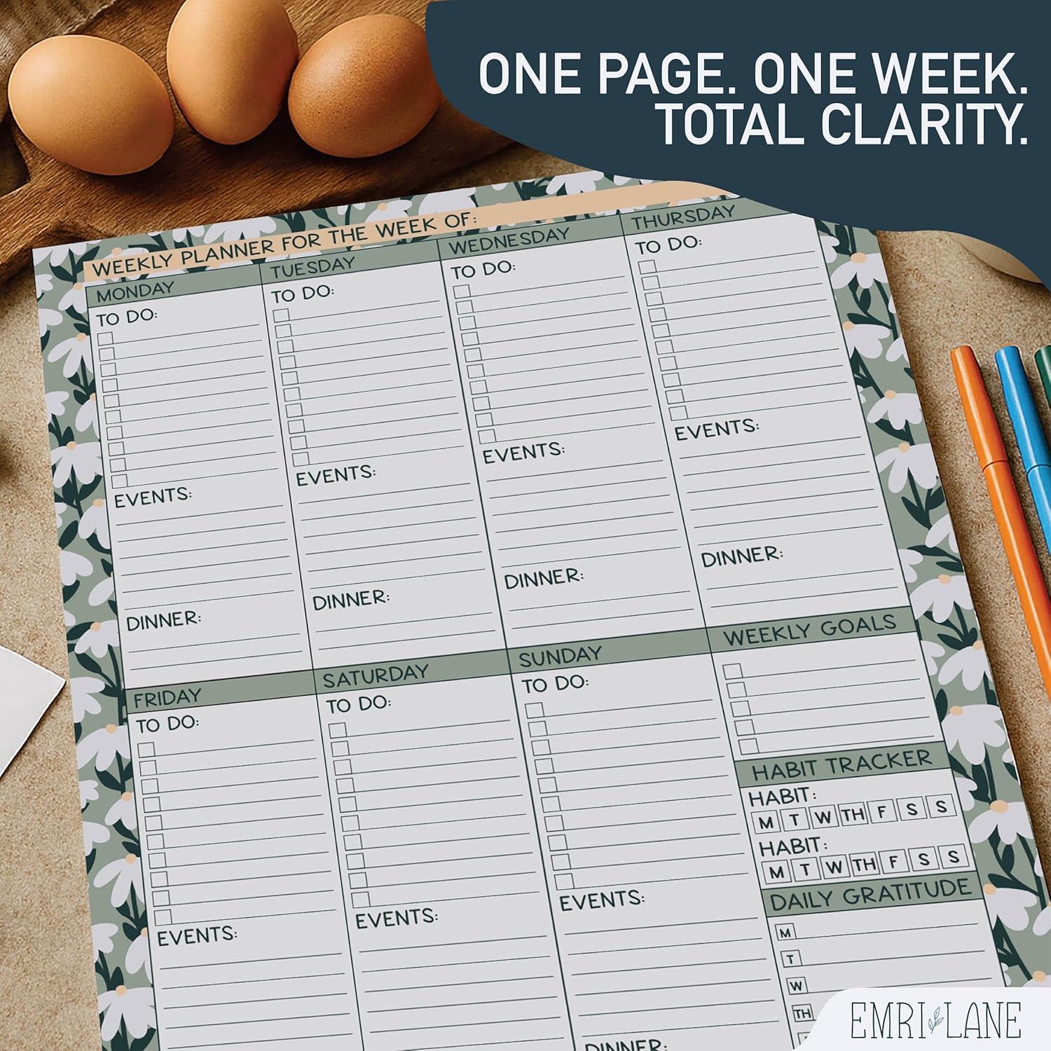 Planificador Semanal No Datado Emri Lane 52 Hojas 21.6x27.9cm