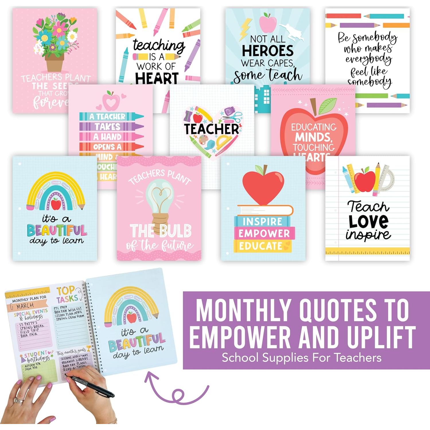 Hadley Designs Teacher Planner 2025-2026 – Undated Teacher Planners, Homeschool Lesson Planner Book For Teachers Must Haves, Lesson Plan Book For Teachers Classroom Supplies & Appreciation Gifts