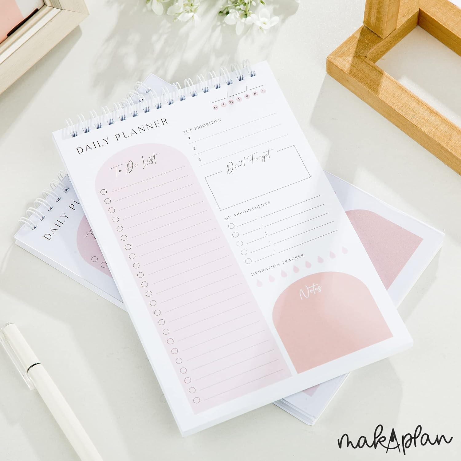Planificador Diario Makaplan Coral 60 Páginas A Prueba de Manchas