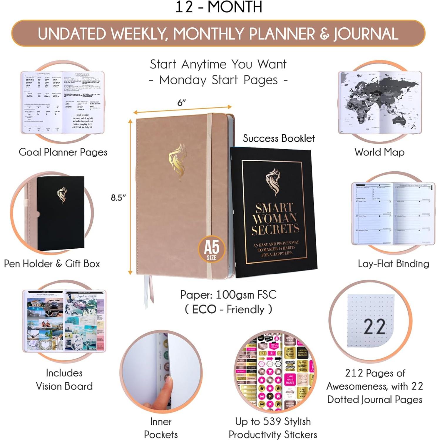 Planificador Semanal y Mensual A5 Maestría en Libertad - No Datado