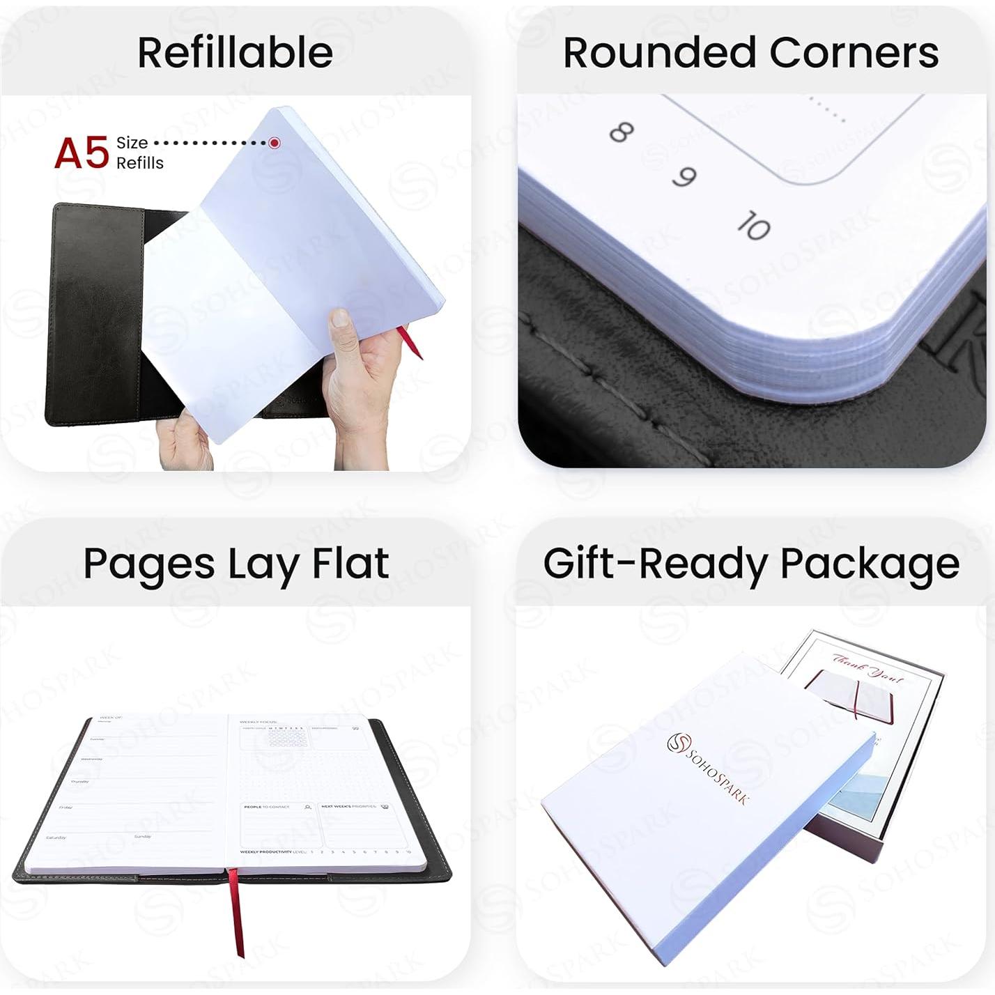 Planificador Semanal y Mensual SohoSpark 18 Meses Negro