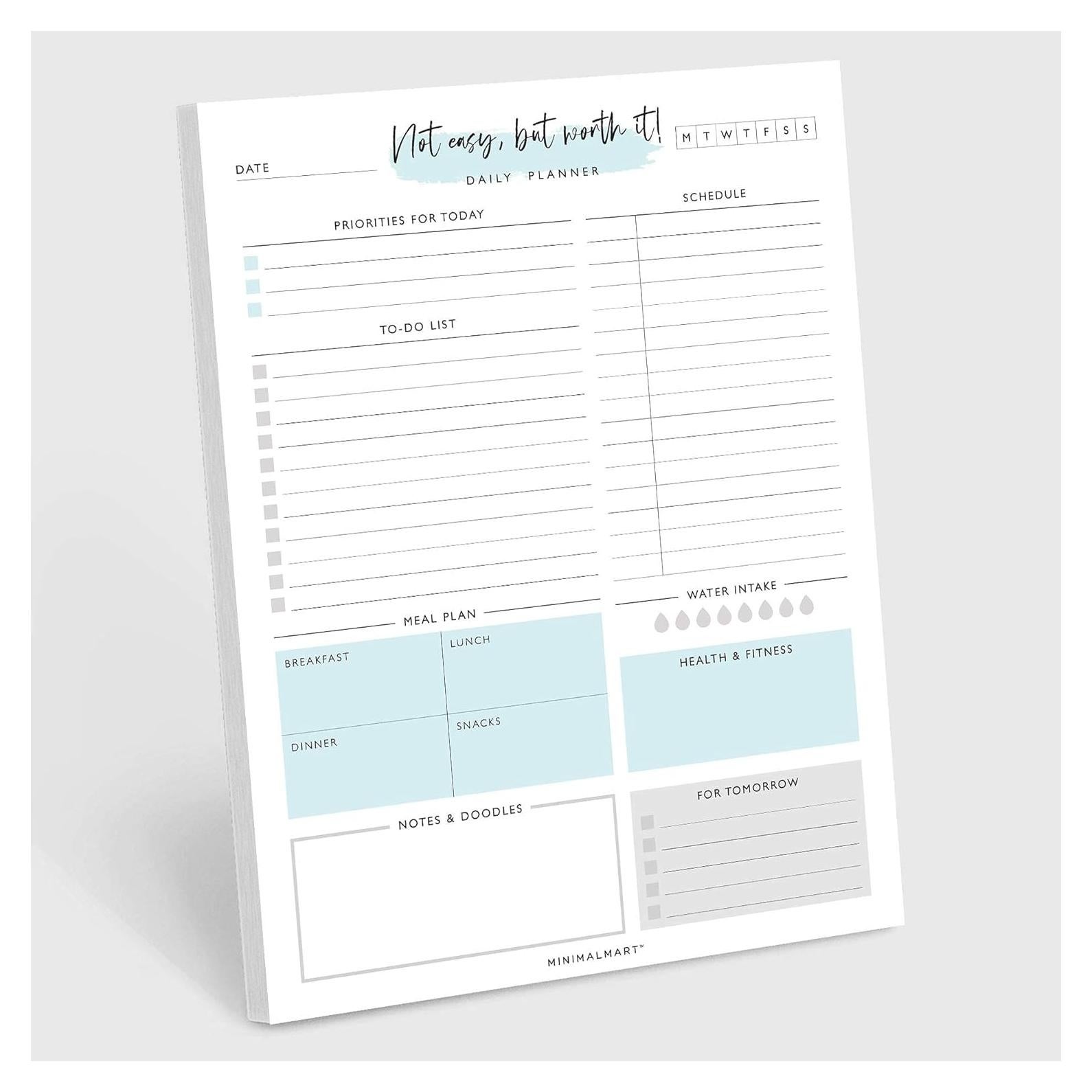 Planificador Diario Sin Fecha Minimalmart 50 Hojas 21.6x28 cm