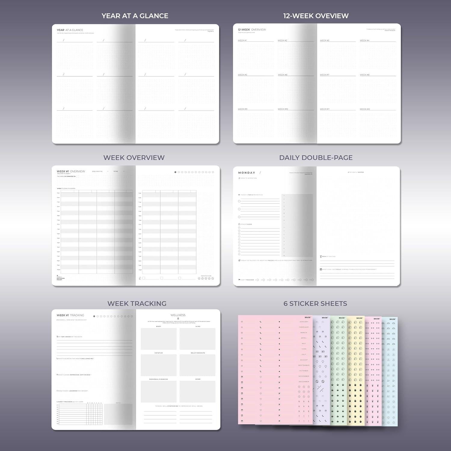 Planificador de Enfoque 12 Semanas SNAPNSTART Tapa Dura 17.78x25.4cm