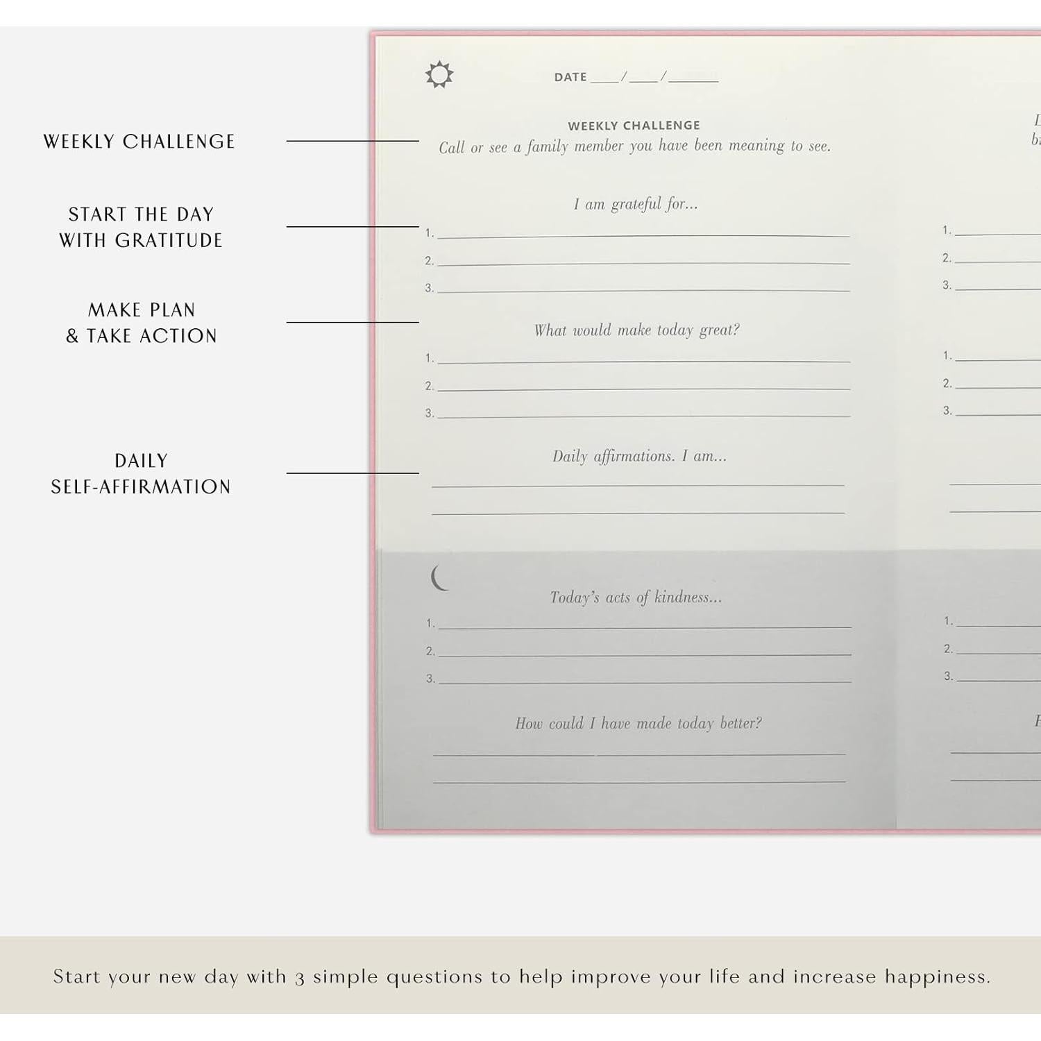 Diario de Gratitud DOCKBEN A5 Tapa Dura Rosa 357g