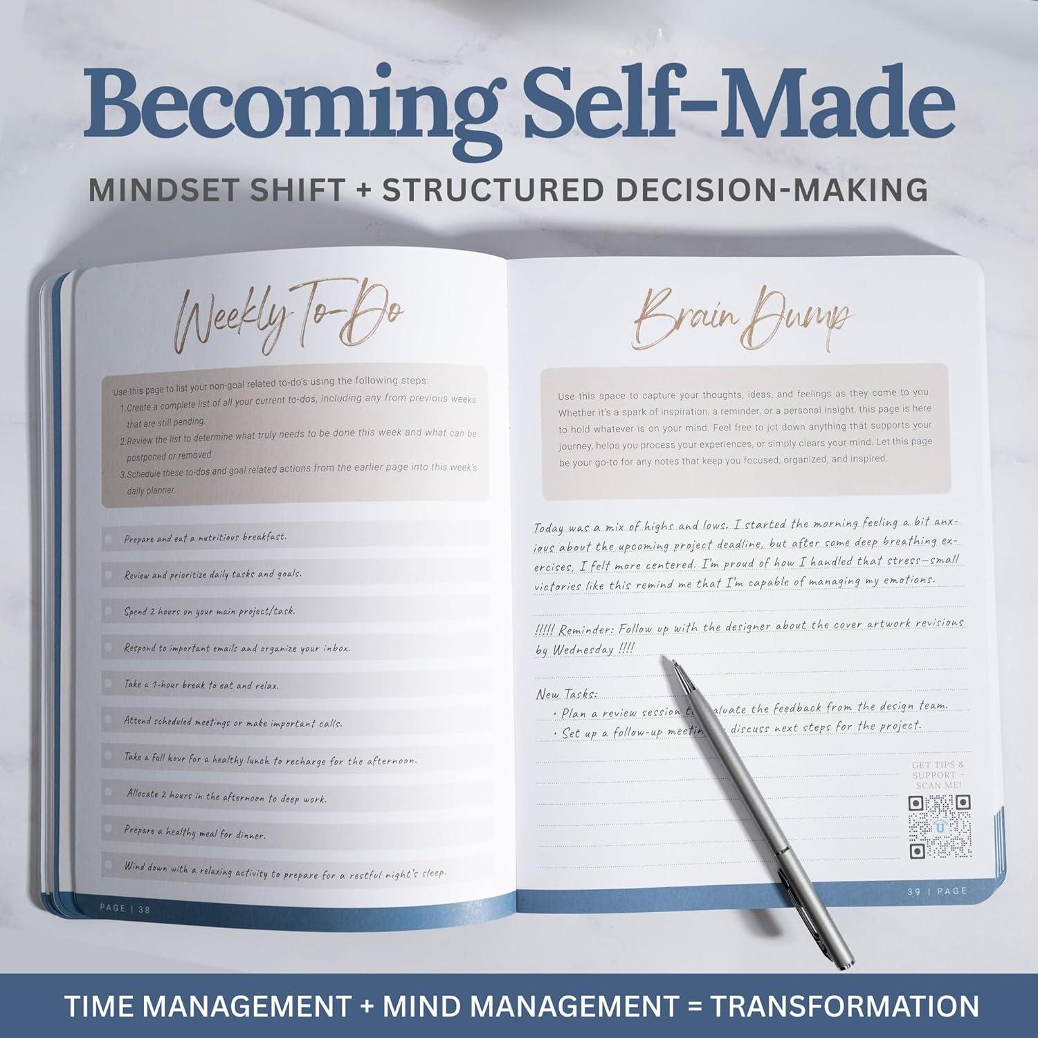 Planificador Diario y Semanal No Fechado Self-Made U Azul - 90 Días