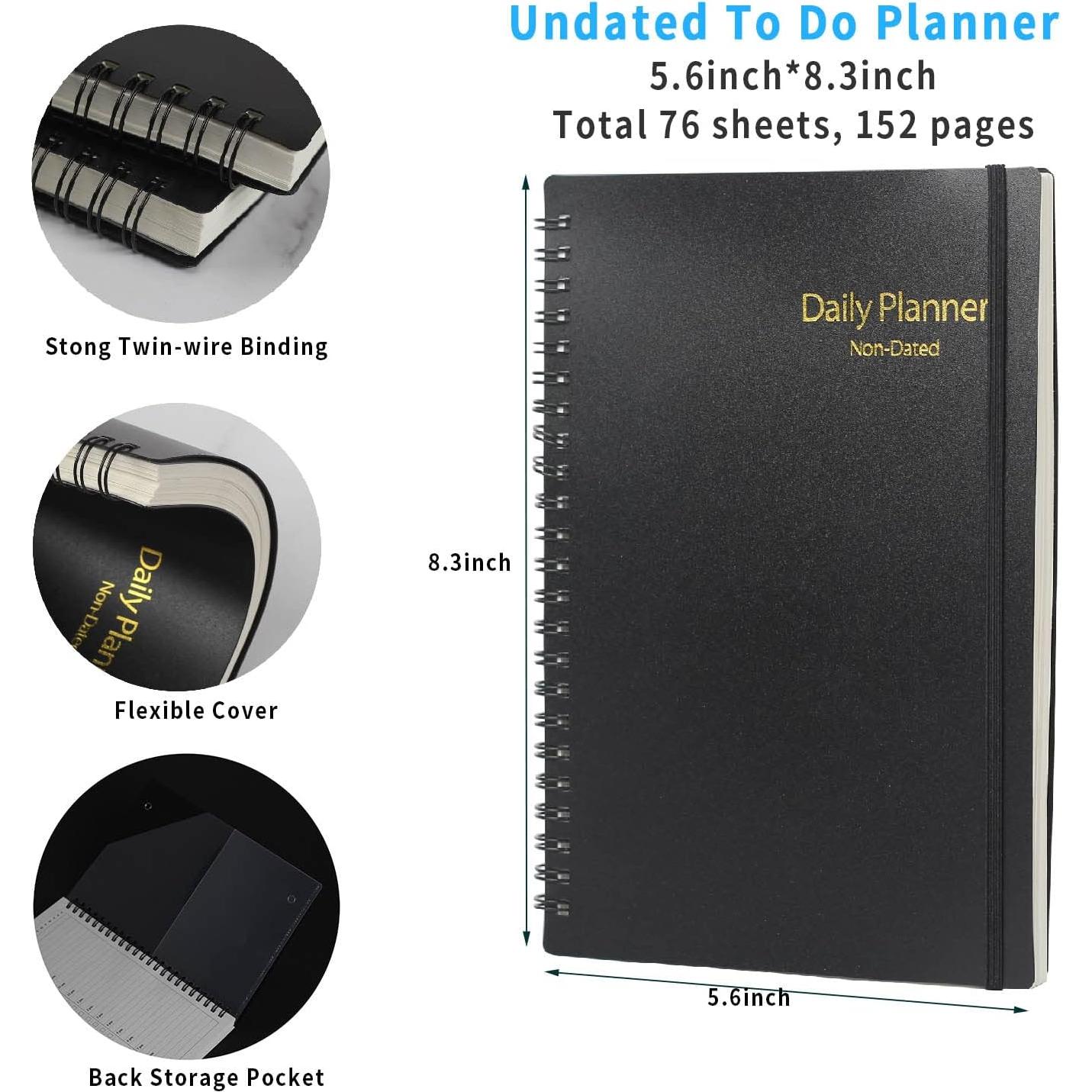 Planificador Diario Sin Fecha JIEYAN A5 152 Páginas 2 Paquete