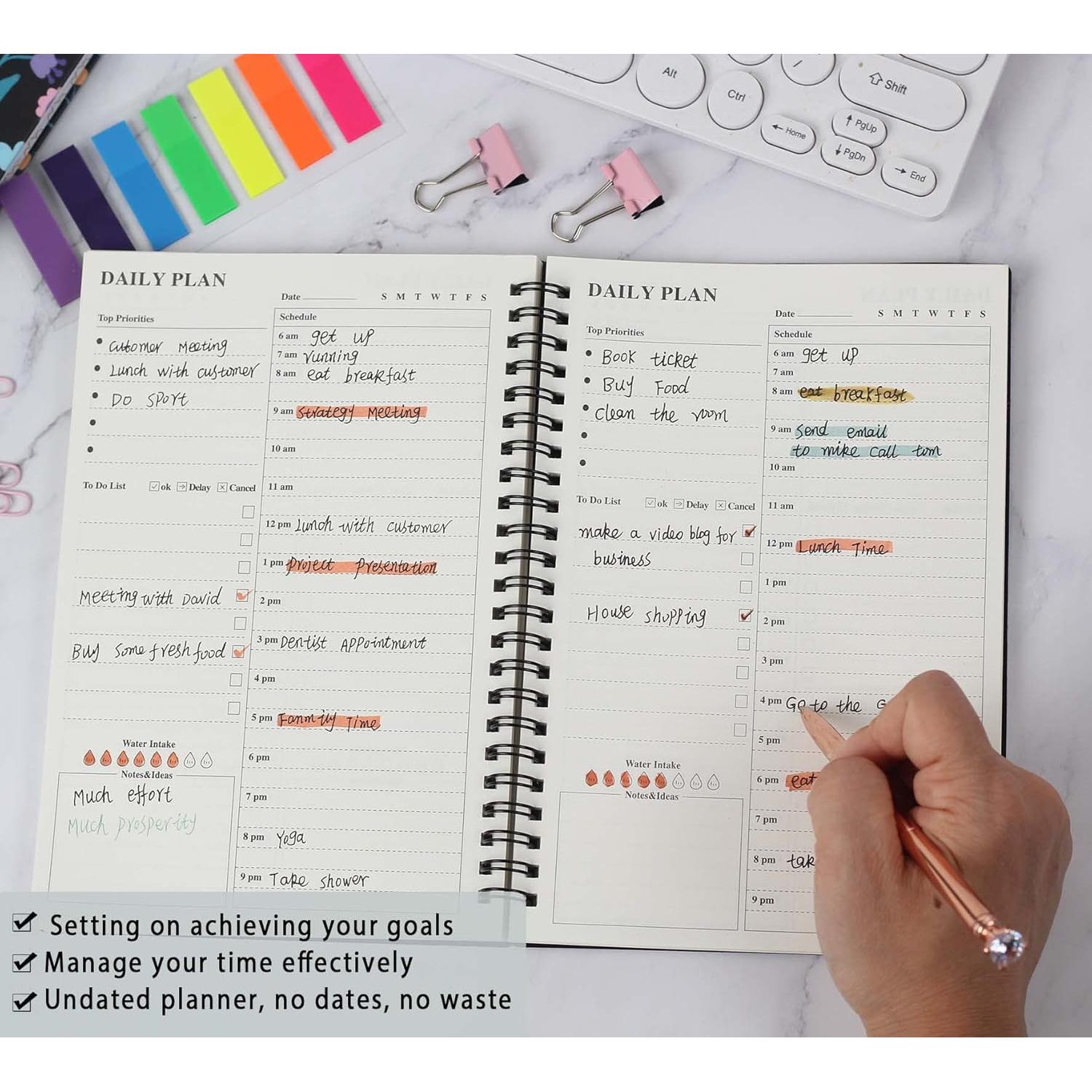 Planificador Diario Sin Fecha JIEYAN A5 152 Páginas 2 Paquete