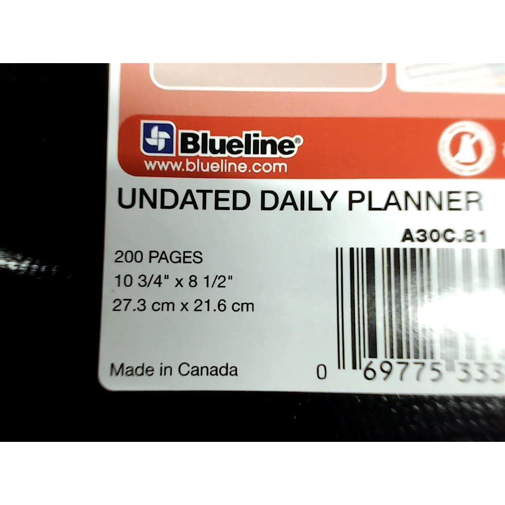 Planificador Diario Sin Fecha Blueline, Negro, 200 Páginas, 27.3x21.6 cm