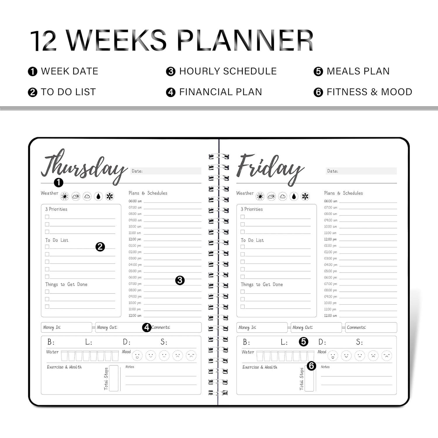 Planificador Diario y Semanal KAICN No Fechado 25.4x18.5cm