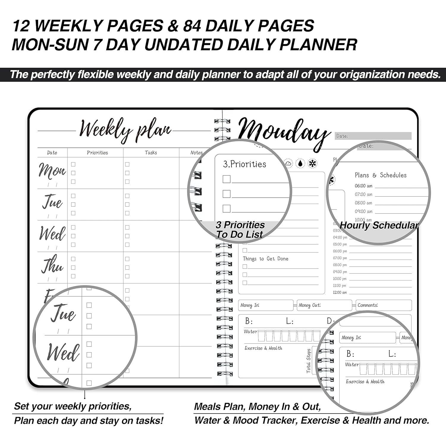 Planificador Diario y Semanal KAICN No Fechado 25.4x18.5cm