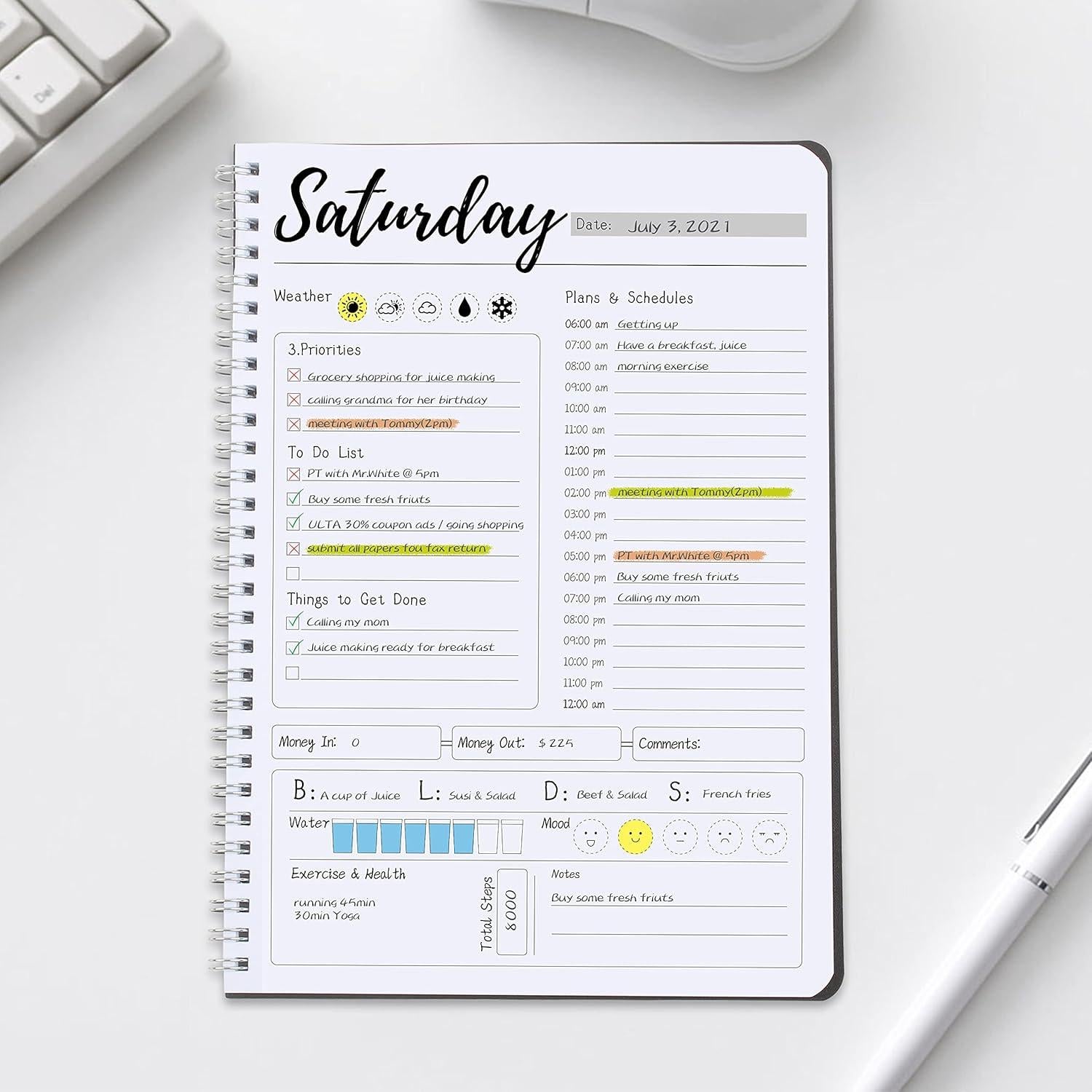 Planificador Diario y Semanal KAICN No Fechado 25.4x18.5cm