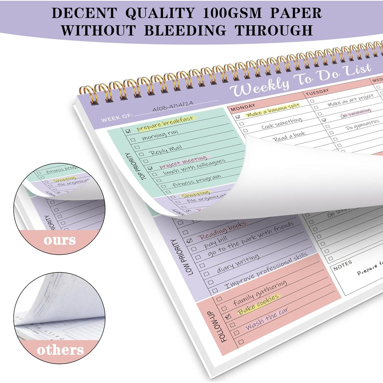 Notepad de Lista de Tareas Semanal Kamoy 52 Hojas Carta