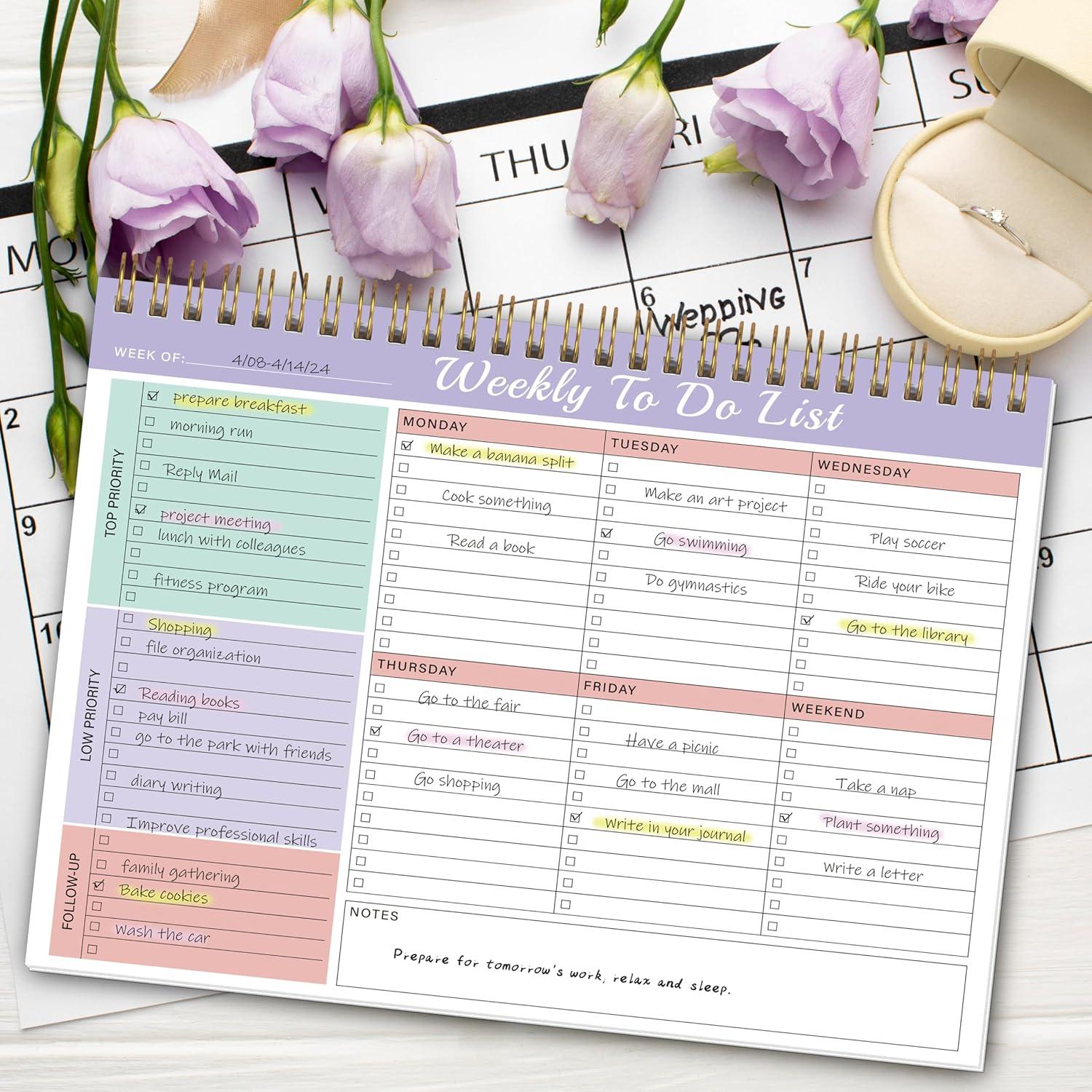 Notepad de Lista de Tareas Semanal Kamoy 52 Hojas Carta