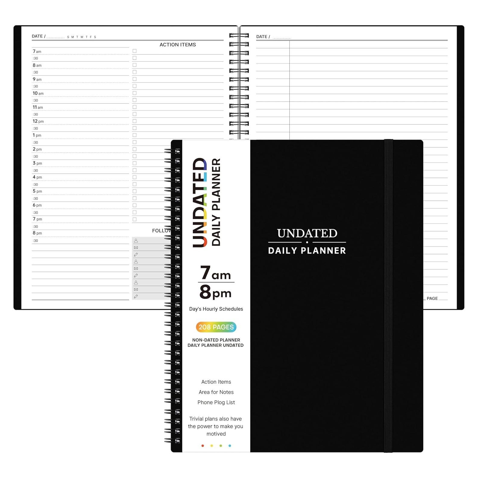 Planificador Diario Sin Fecha Forvane A4 208 Páginas Negro