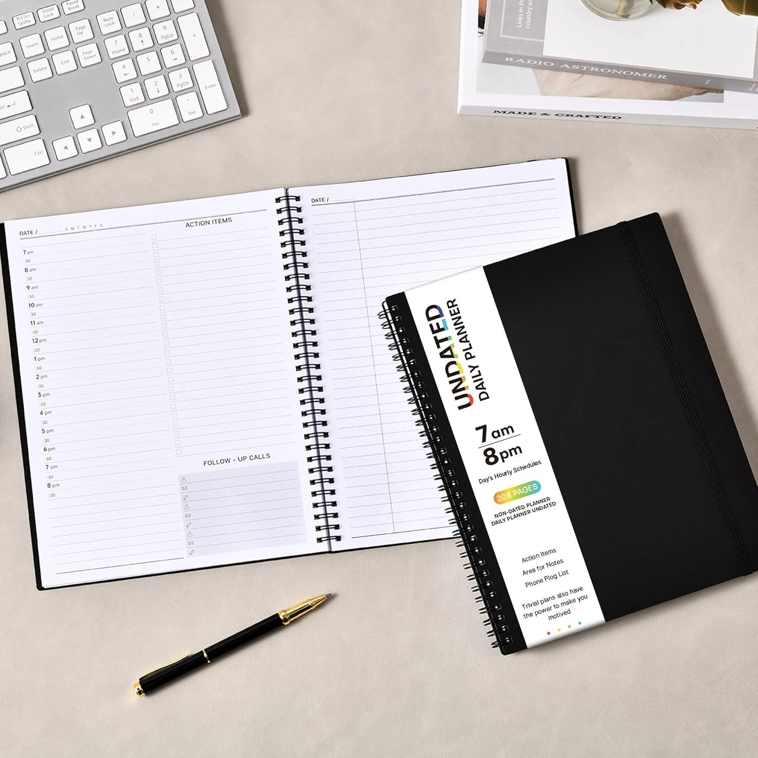 Planificador Diario Sin Fecha Forvane A4 208 Páginas Negro