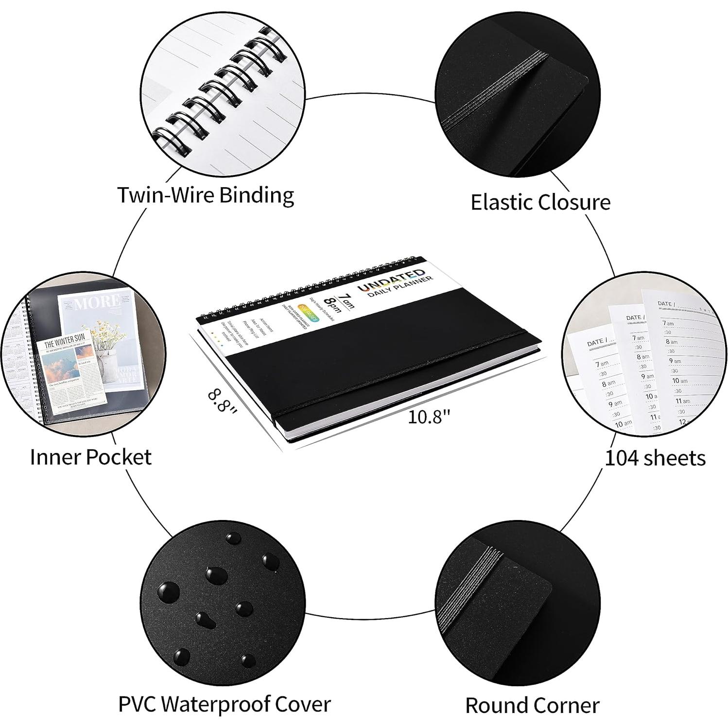Planificador Diario Sin Fecha Forvane A4 208 Páginas Negro