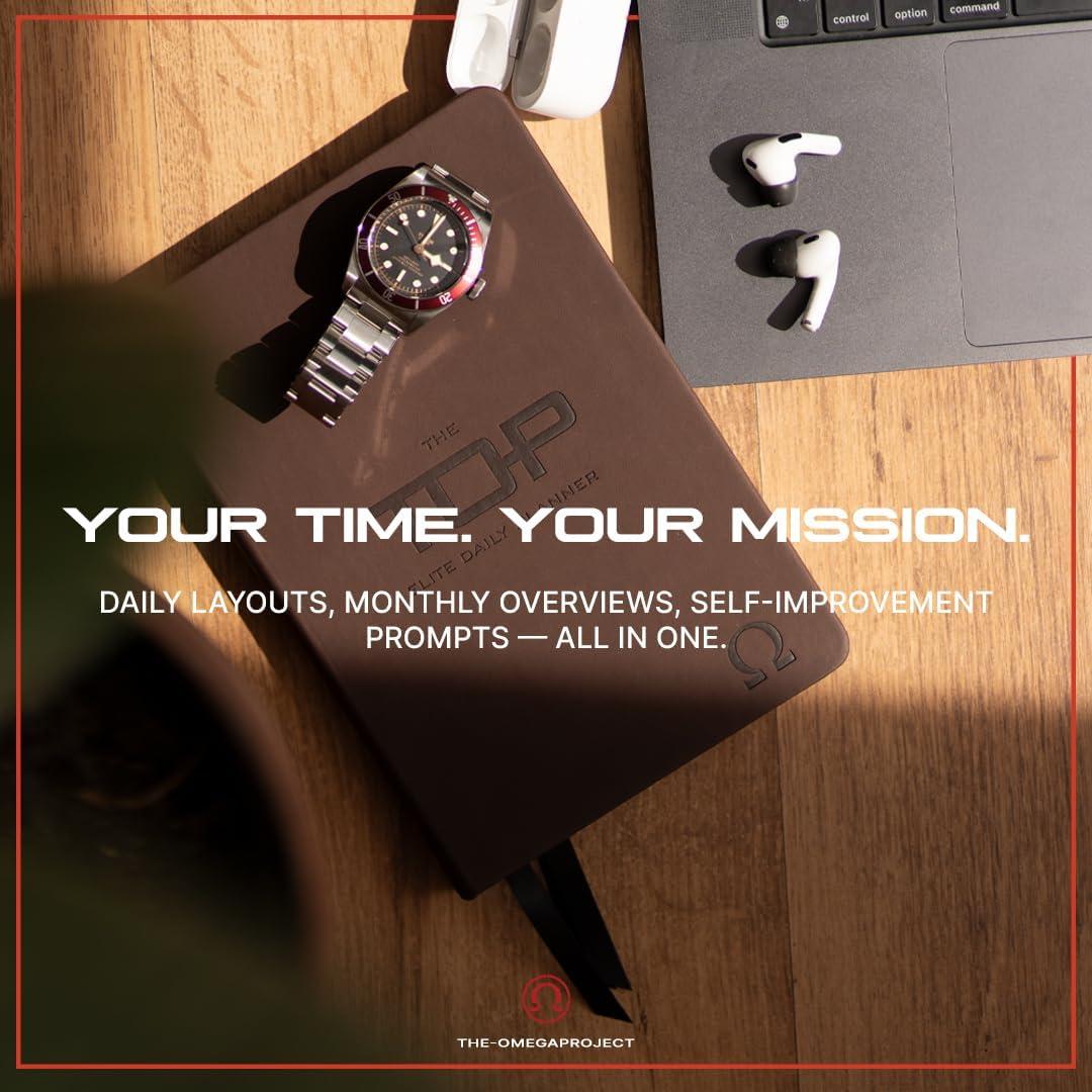 Planificador Diario Elite THE-OMEGAPROJECT 2025 - Cuero Sintético