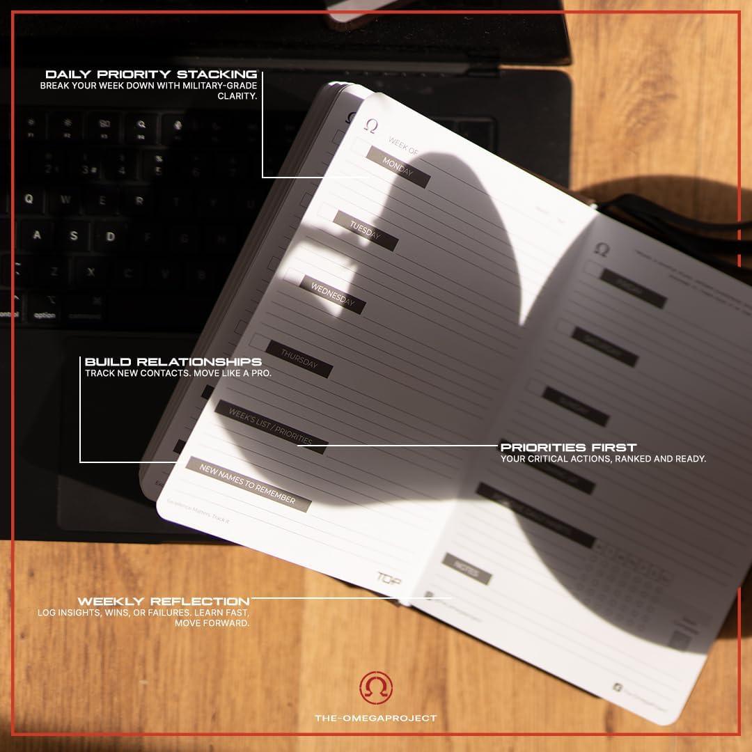 Planificador Diario Elite THE-OMEGAPROJECT 2025 - Cuero Sintético