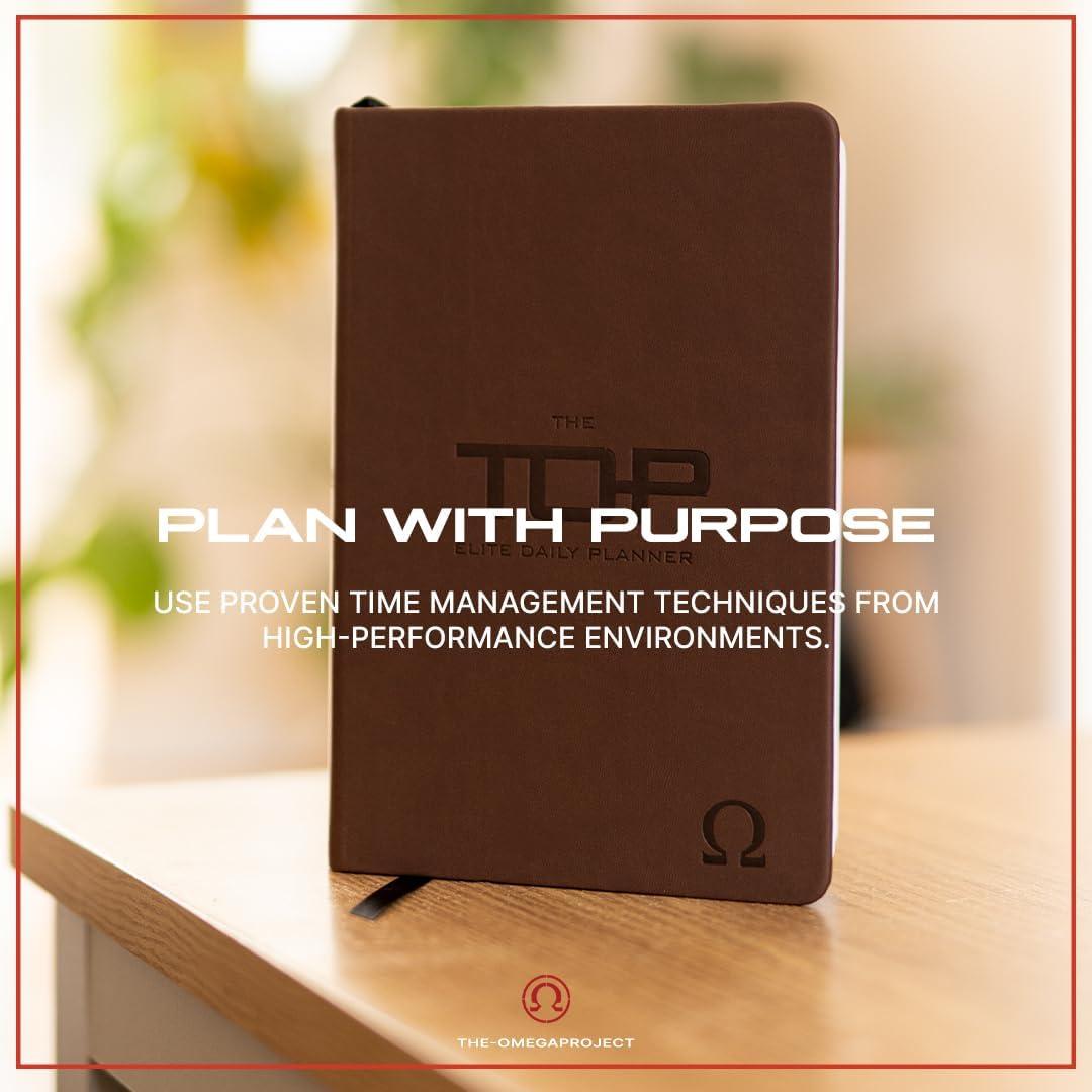 Planificador Diario Elite THE-OMEGAPROJECT 2025 - Cuero Sintético