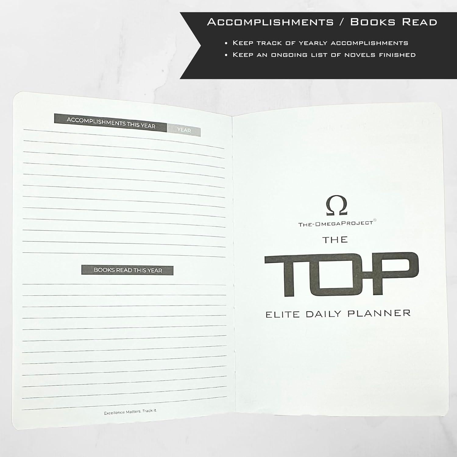Planificador Diario Elite THE-OMEGAPROJECT 2025 - Cuero Sintético