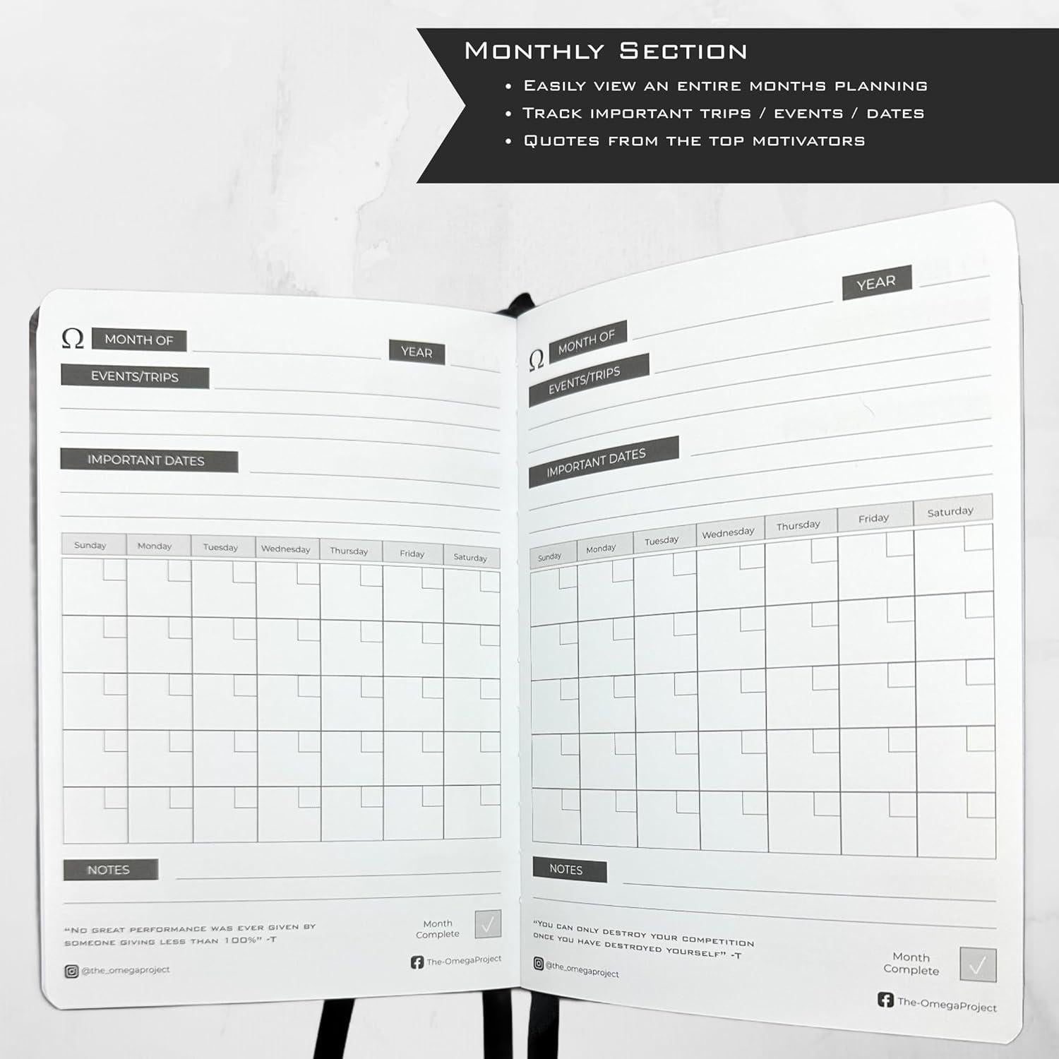 Planificador Diario Elite THE-OMEGAPROJECT 2025 - Cuero Sintético